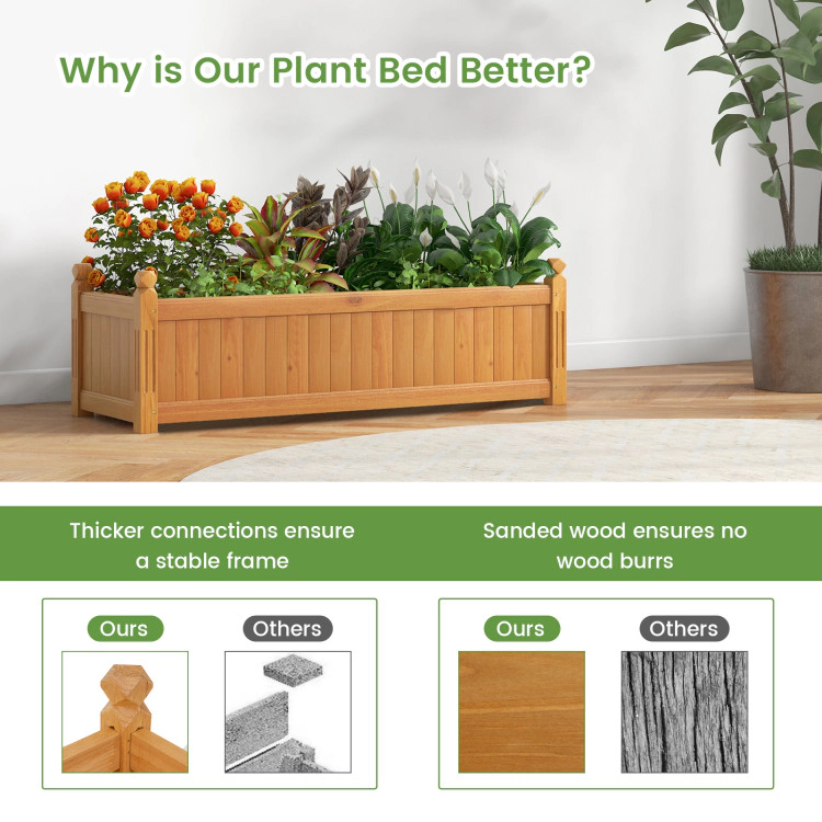 Hivvago Wooden Rectangular Garden Bed with Drainage System
