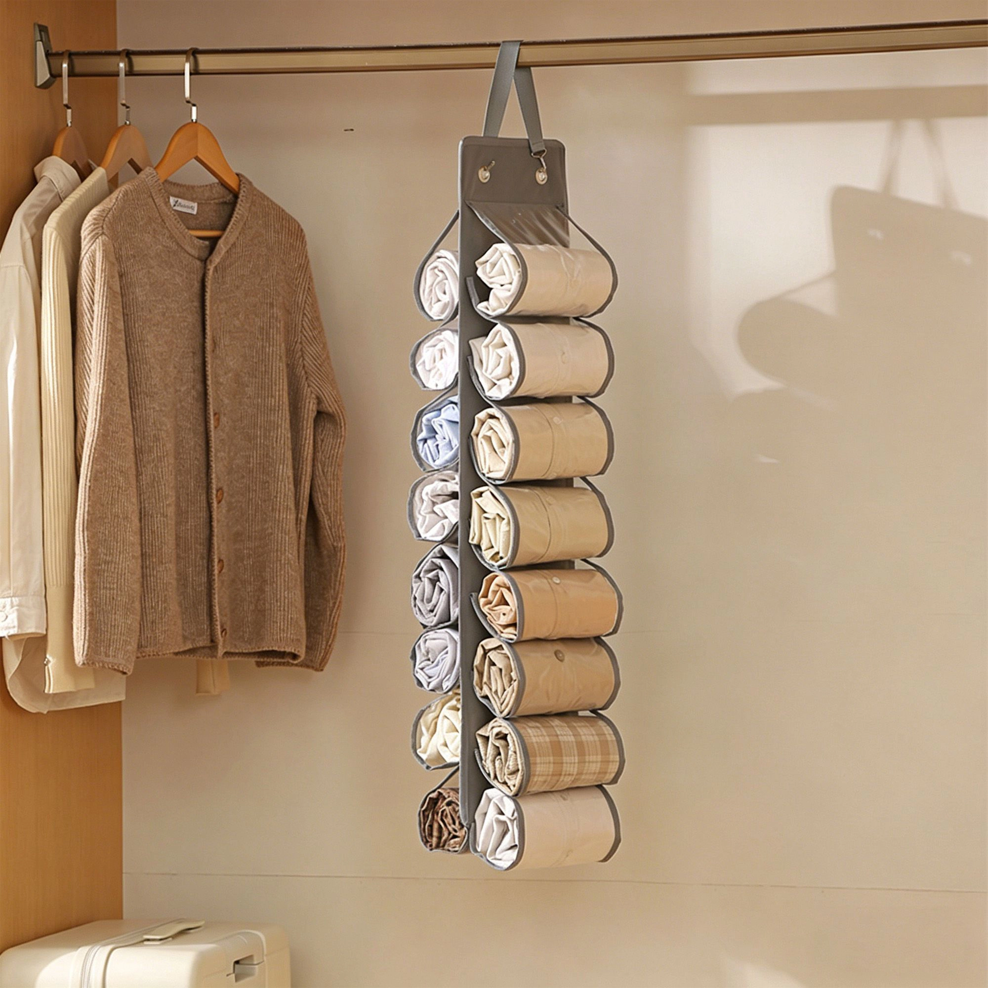 Alilang Women Hanging Closet Organizer Storage Bag Double Sided for Socks Space Saving