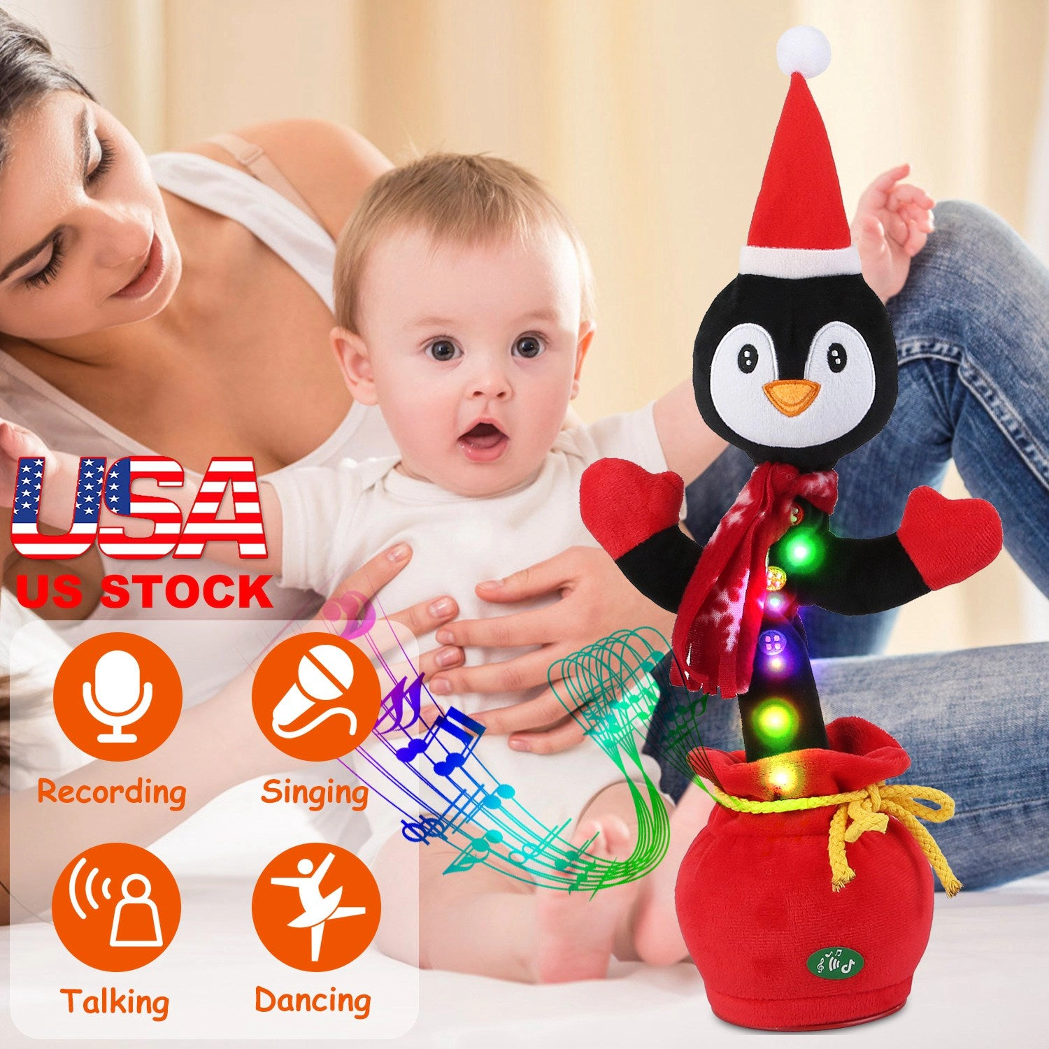 GBruno Interactive Dancing Christmas Plush Toy