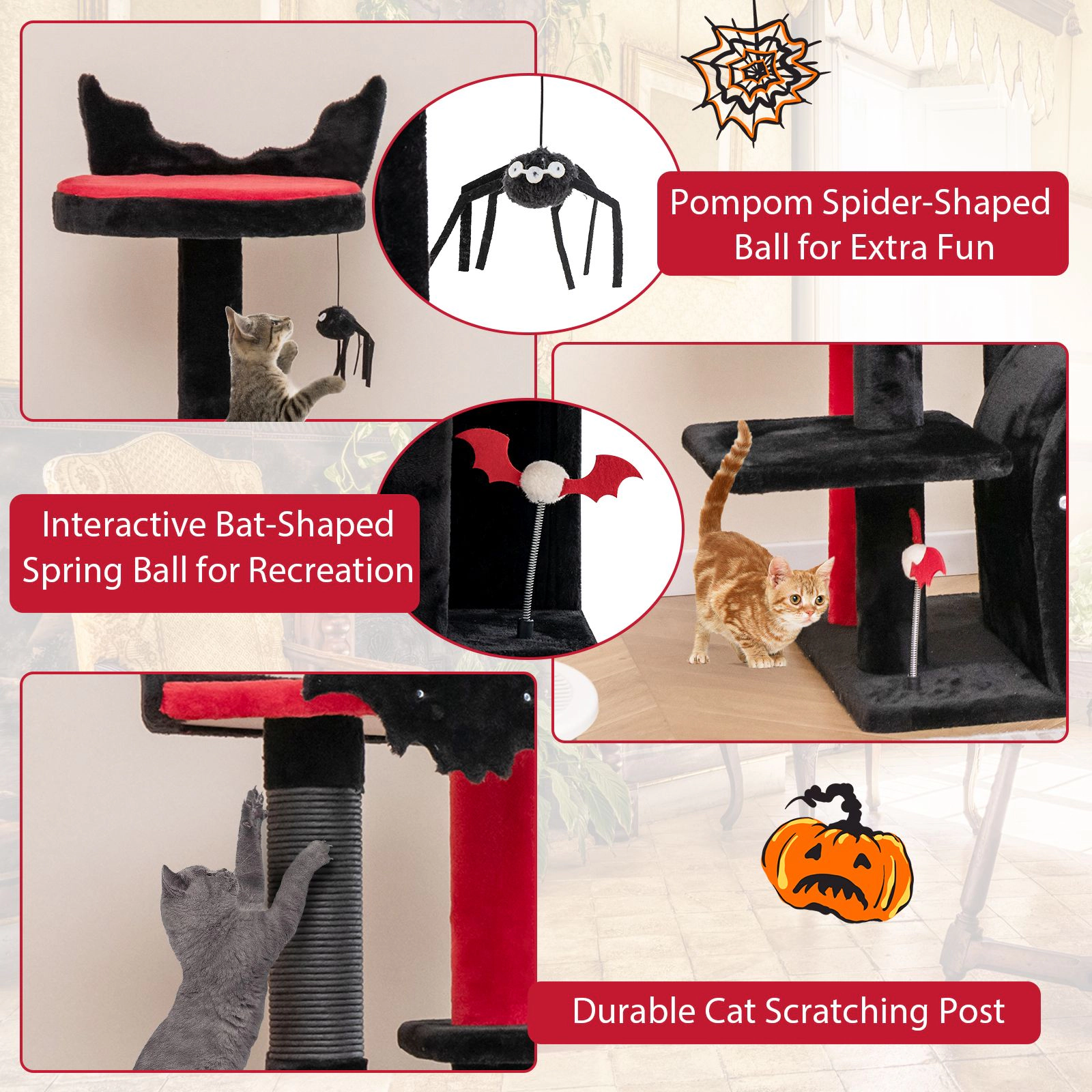 SlickBlue Gothic Cat Tower with Bed, Condo and Platforms