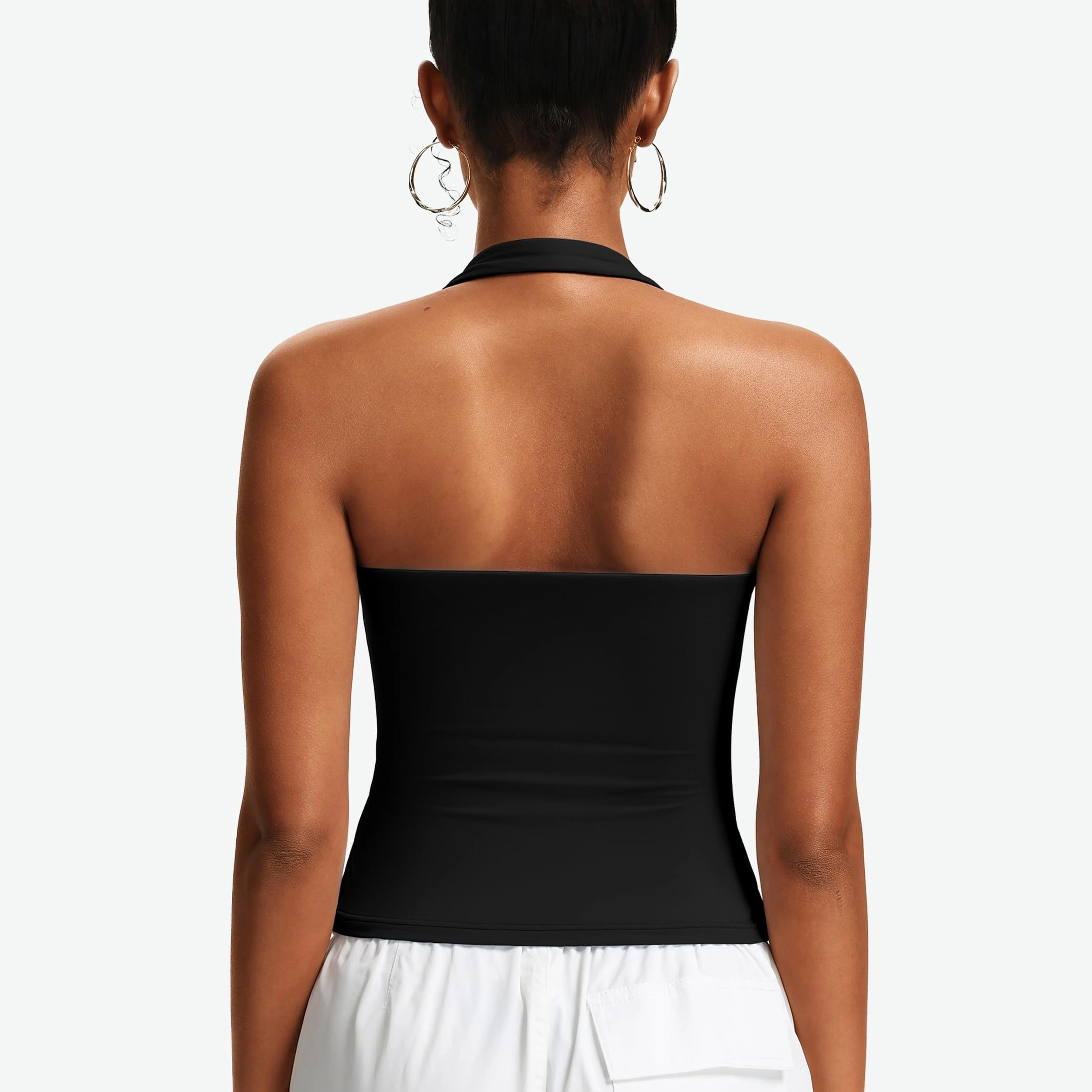 Avidlove Women's Square Neck Halter Ruched Waist Double Layer Tank Top