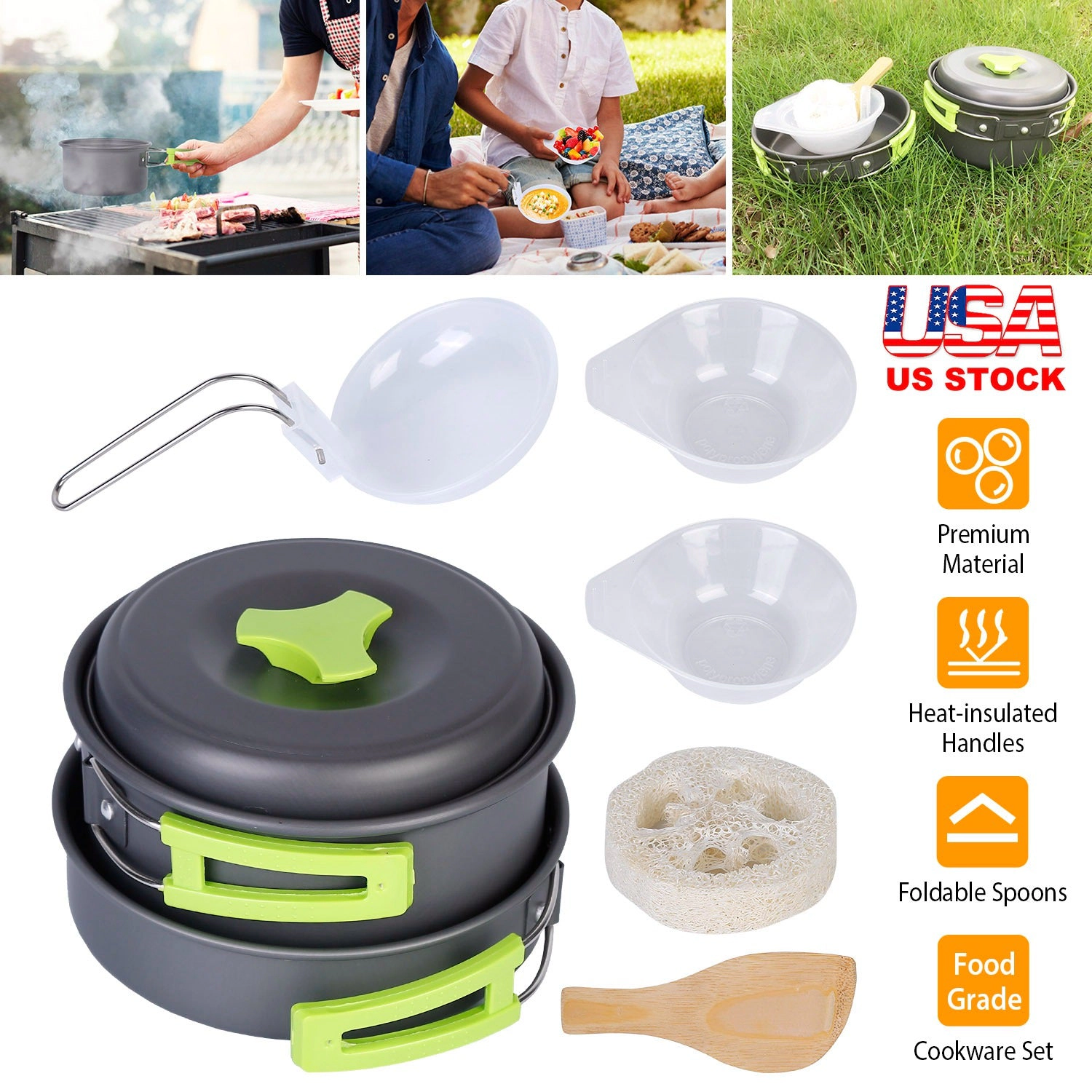 GBruno 9-Piece Aluminum Camping Cookware Set