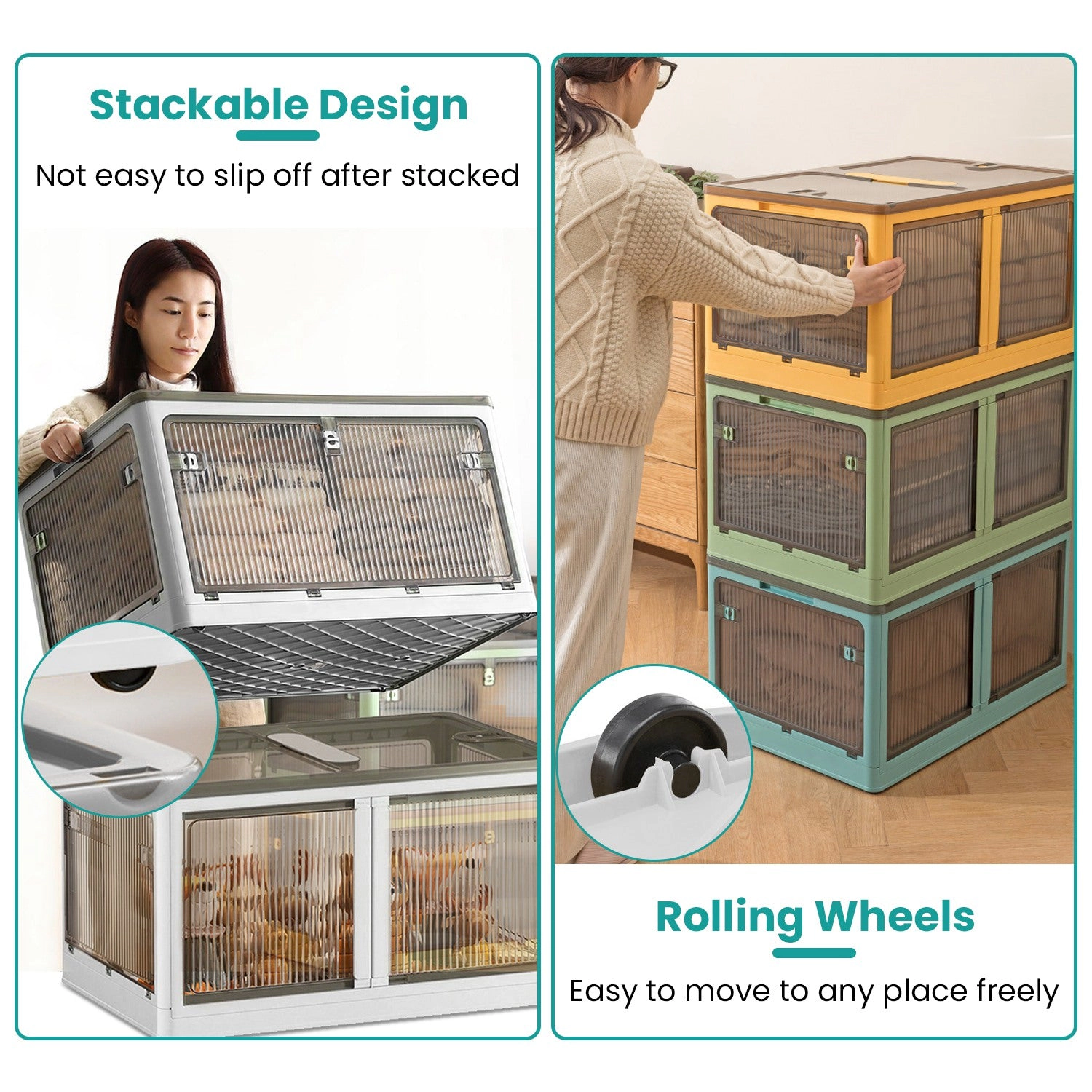 GBruno 3-Piece Foldable Storage Bins With Lids