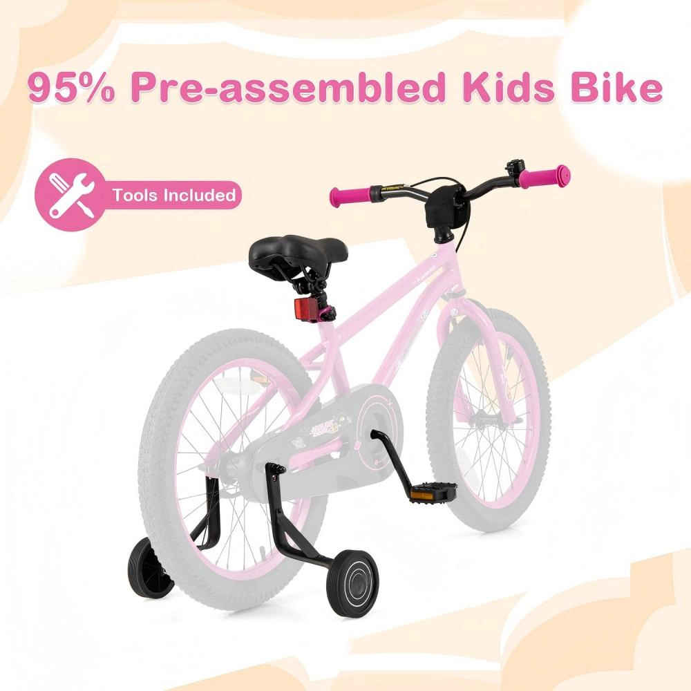 SUGIFT Kids Pink 18-in Bike with Removable Training Wheels and Chain Guard 24.5-in Saddle H 145-lb Seat Capacity