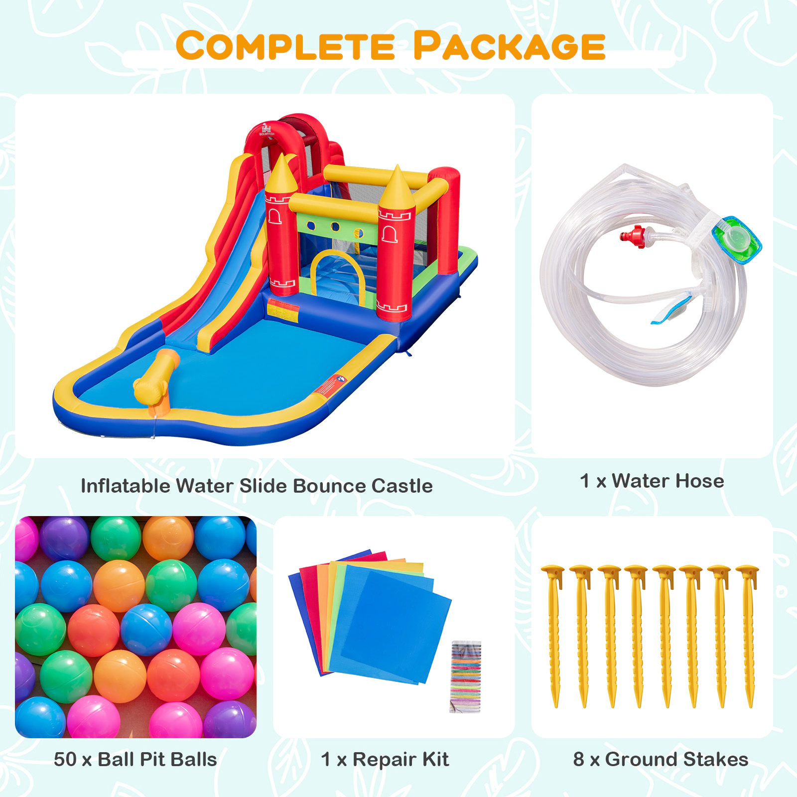 Hivvago 9-in-1 Inflatable Bounce Castle with Water Slide and Splash Pool without Blower