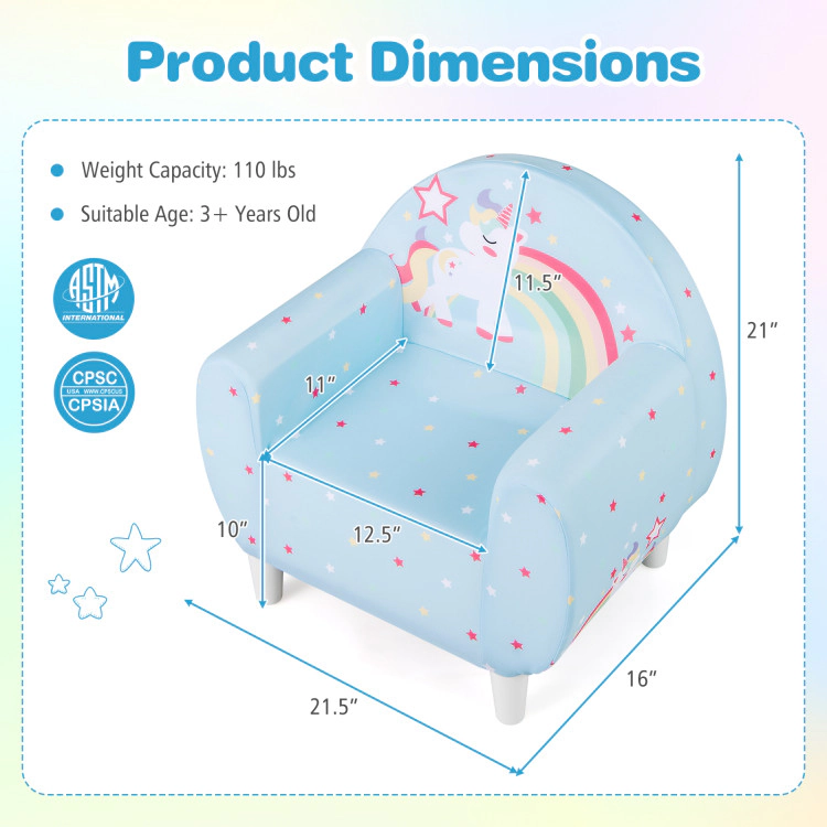 Hivvago Kids Sofa With Breathable Spandex Fabric And High-Density Sponge Filling For Boys Girls