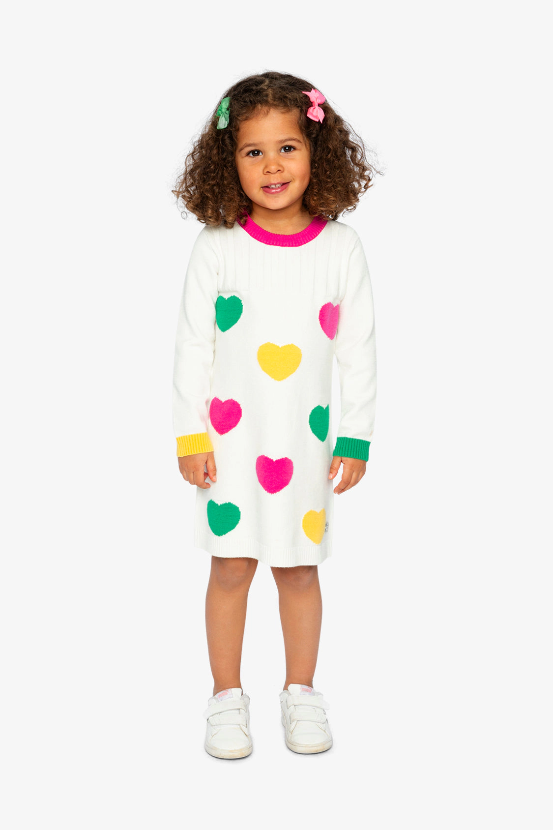 Deux par Deux Girls Heart Jacquard Knitted Dress