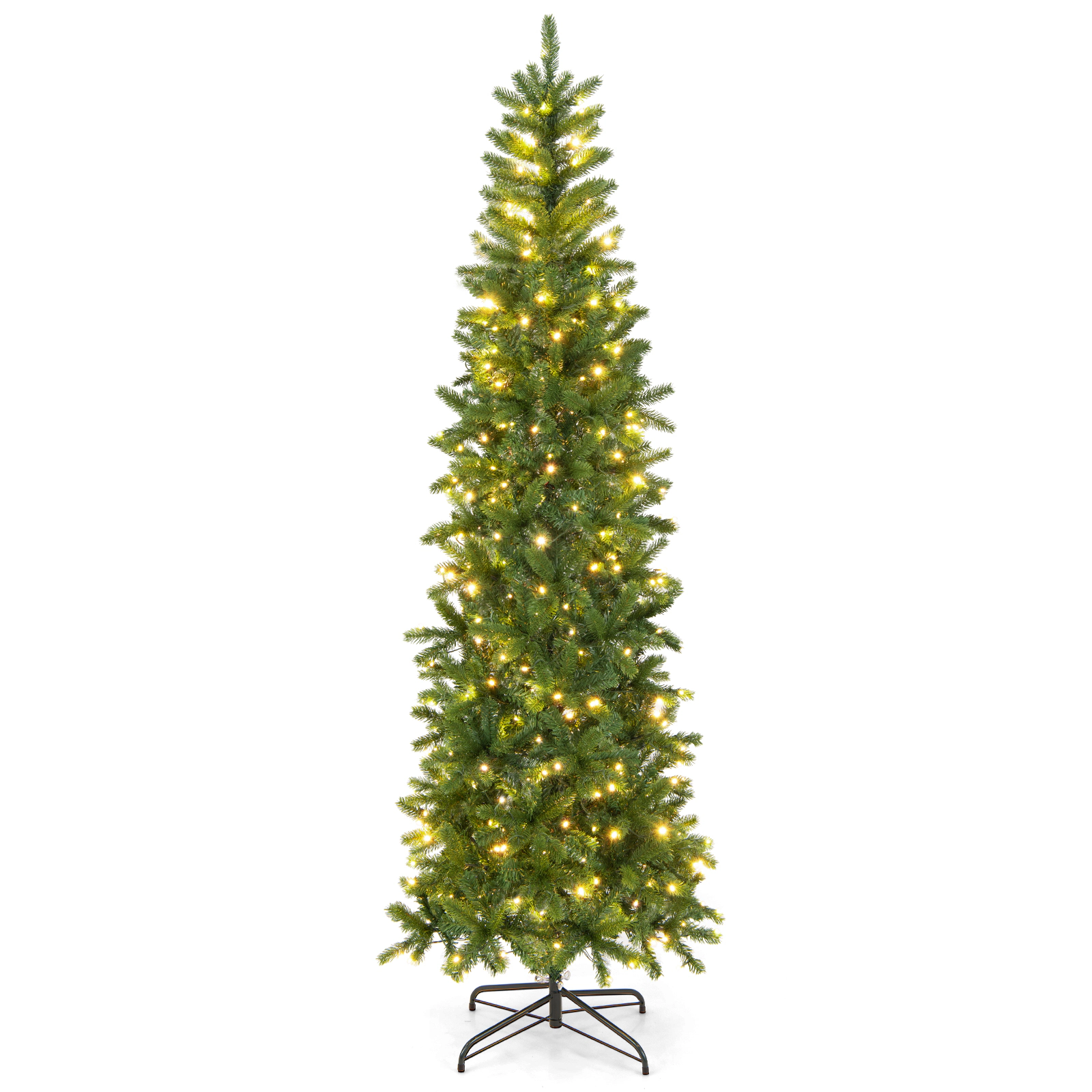 LJG 7.5 Feet Pre-Lit Full Artificial Christmas Tree with Warm White and Multi-Color LED Lights