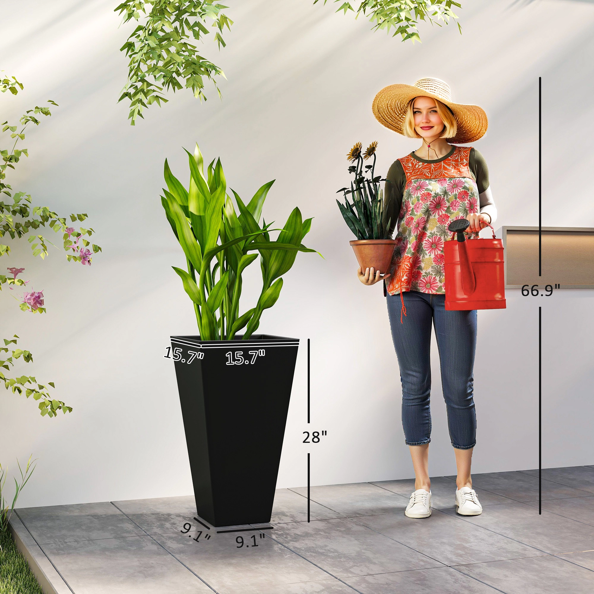 HONGGE Planters for Outdoor Set of 3 with Indoor