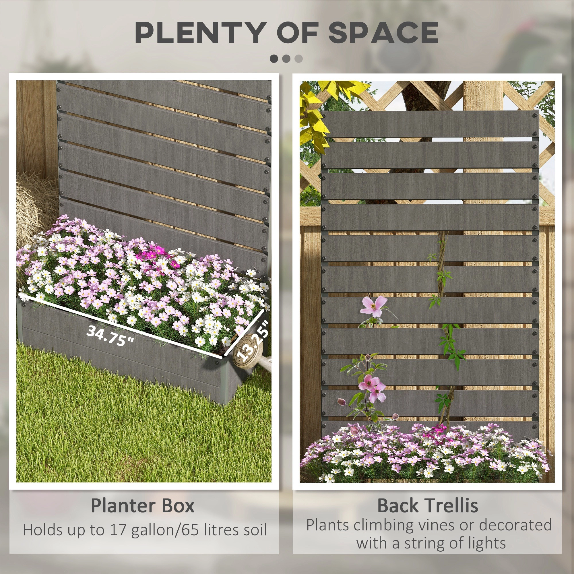 HONGGE Trellis Planter for Climbing Plants, Raised Garden Bed with Trellis, Box Outdoor