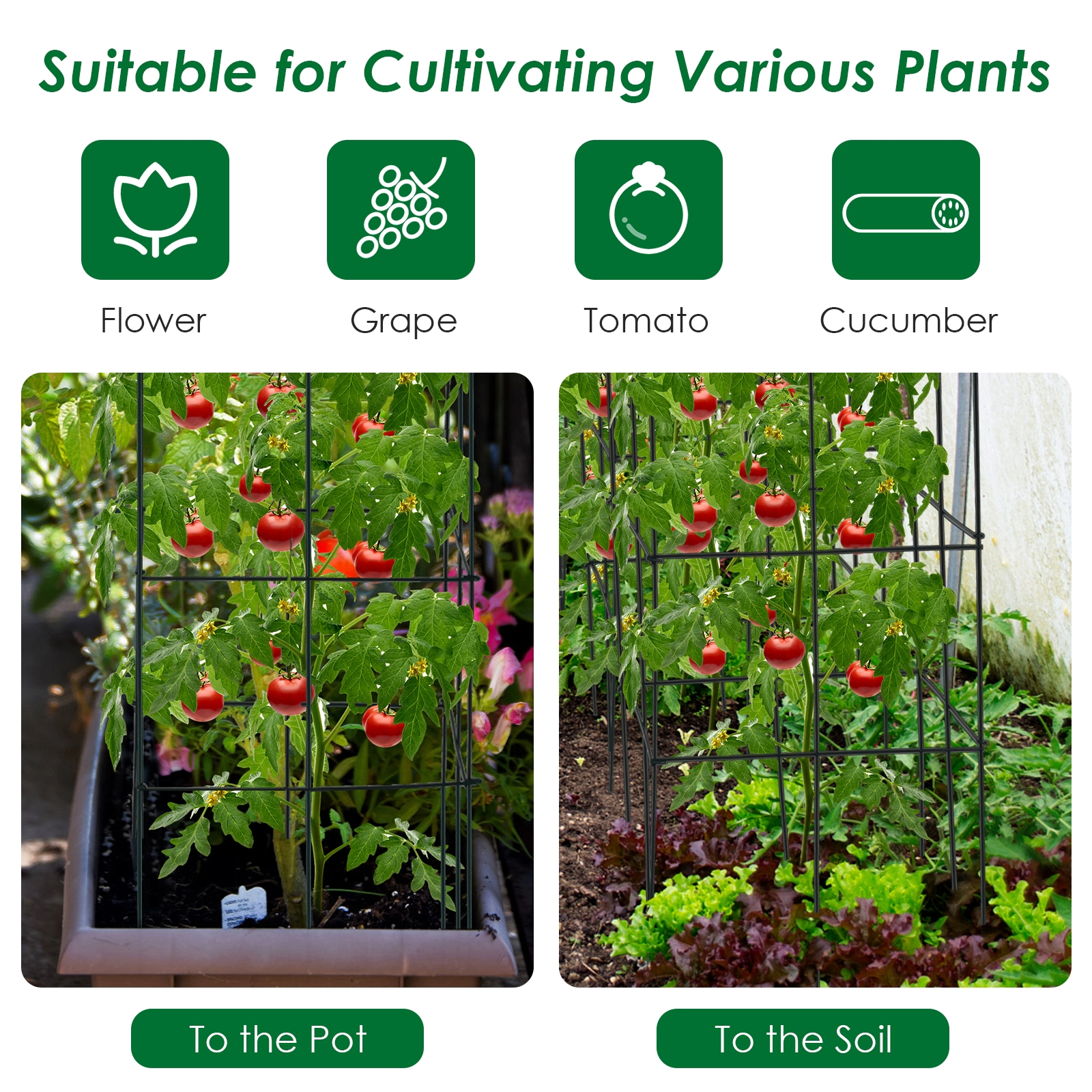 LJG 4 Pack Garden Trellis for Climbing Plants for Flower Vegetable