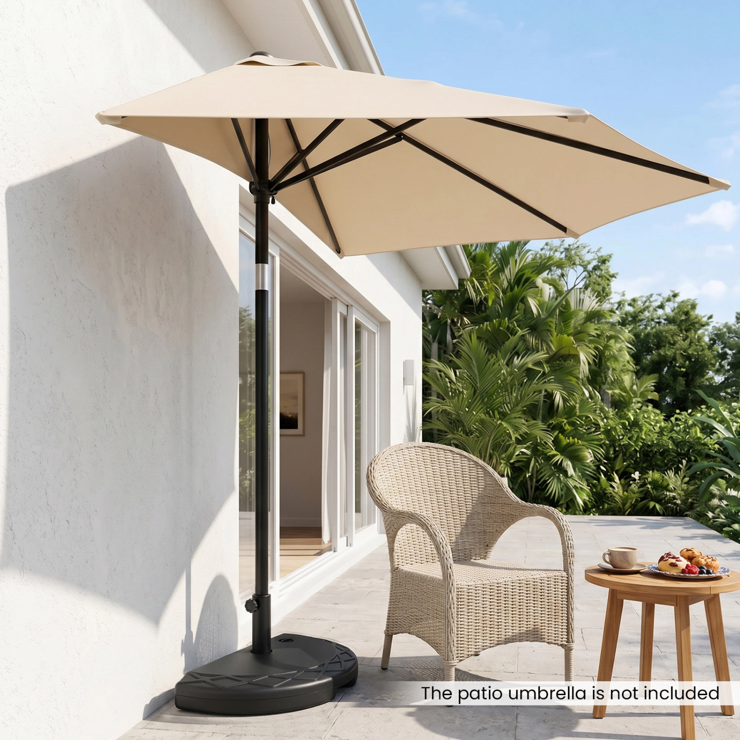 Slickblue Balcony Half Umbrella Base Stand Fillable Sand Water Weight for Compact Outdoor Shade Setup