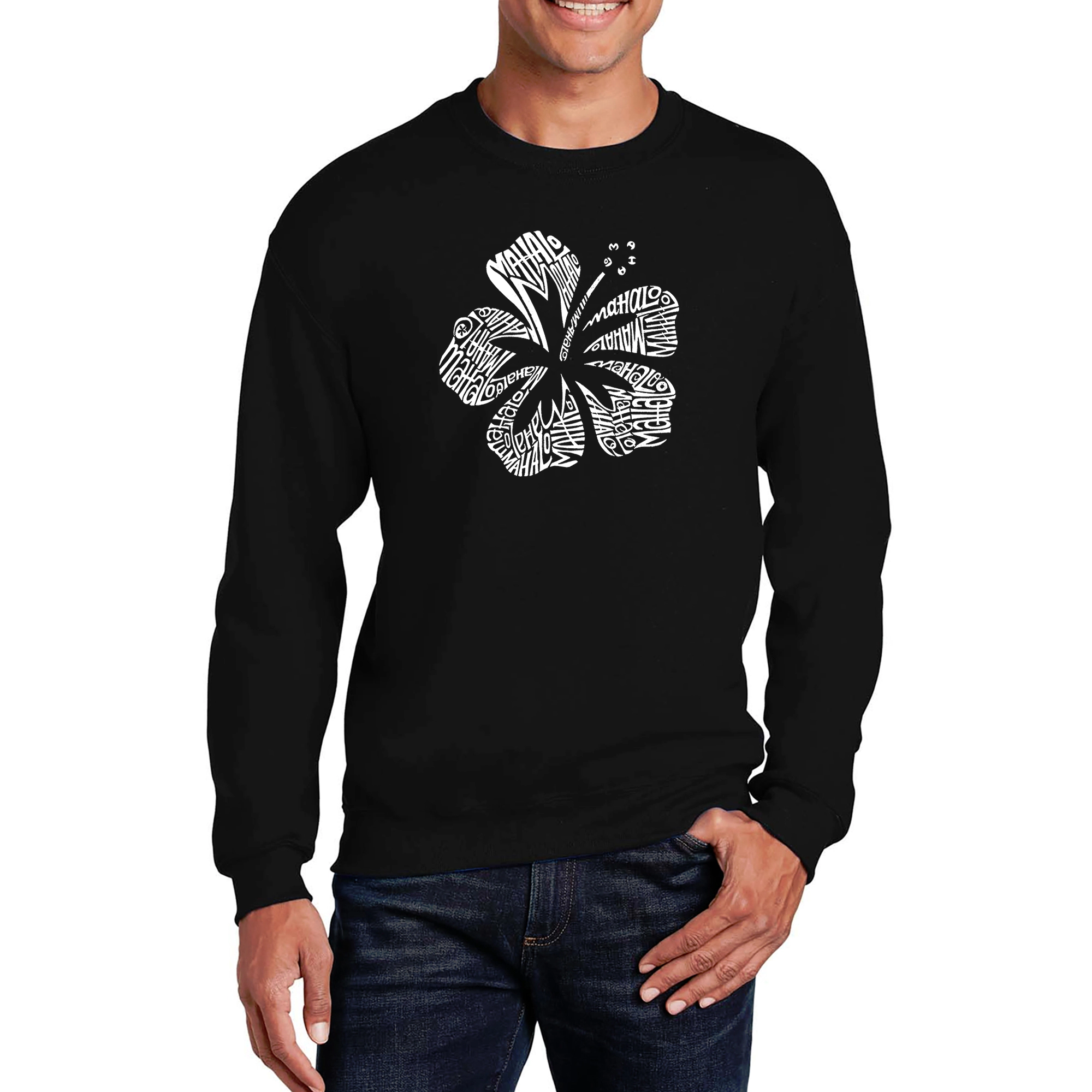 LA Pop Art Mahalo - Mens Word Crew Sweatshirt