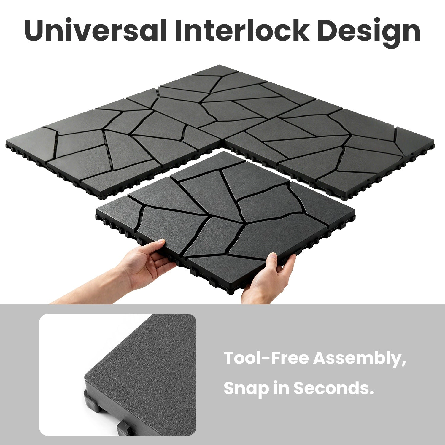 GBruno Stone Pattern Interlocking Patio Deck Tiles
