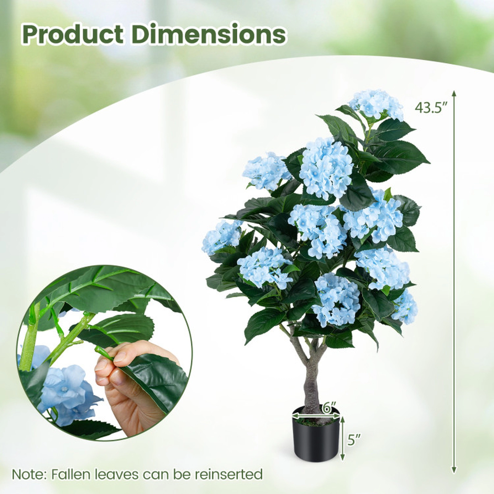 SUGIFT 43.5-in Artificial Hydrangea Tree 2-Pack with 11 Flowers Blue/Pink/Purple/White & Green & Black