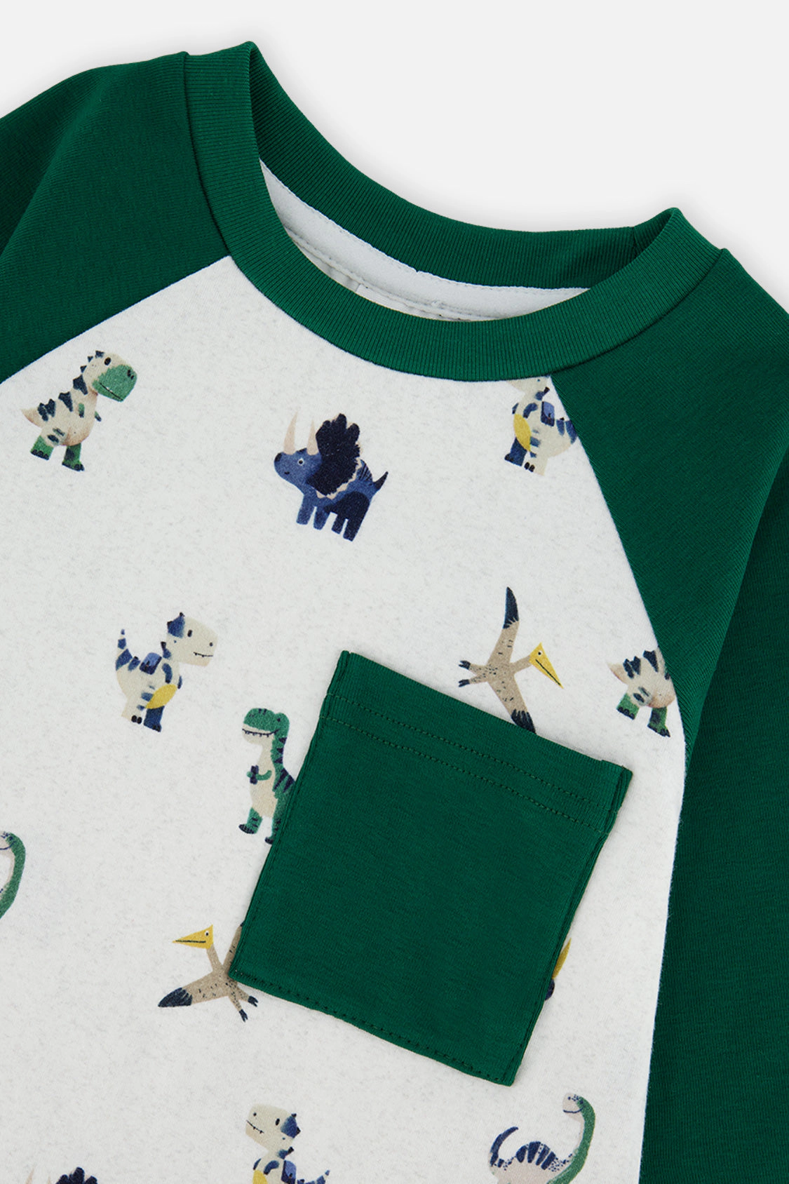 Deux par Deux Boys Long Sleeve Raglan Dinosaur Print T-Shirt