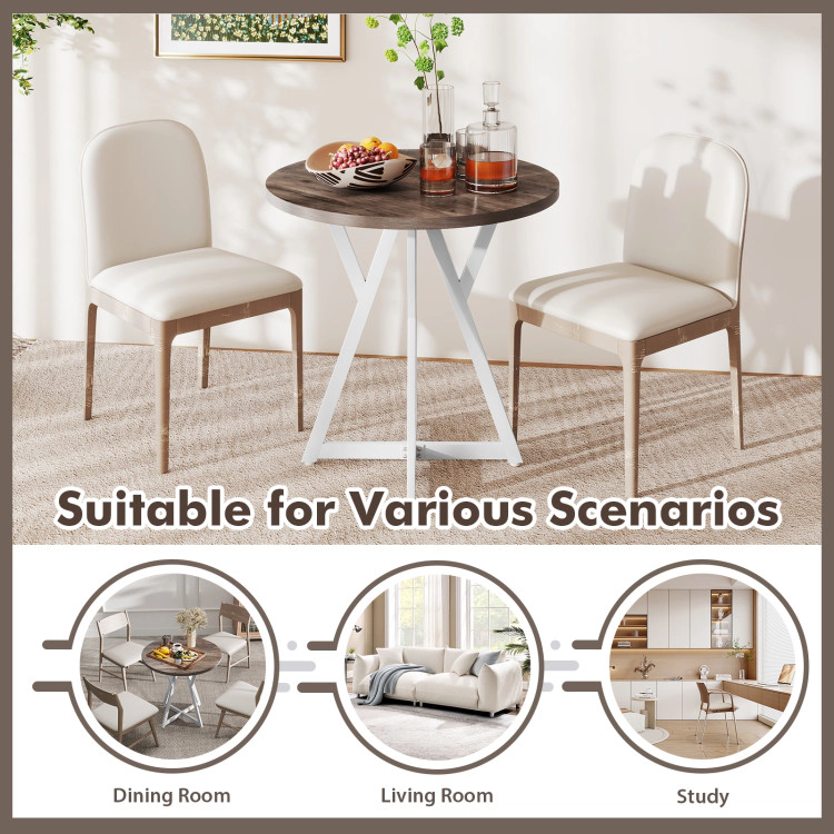 Hivvago 36 Inch Round Dining Table With Metal Pedestal Base
