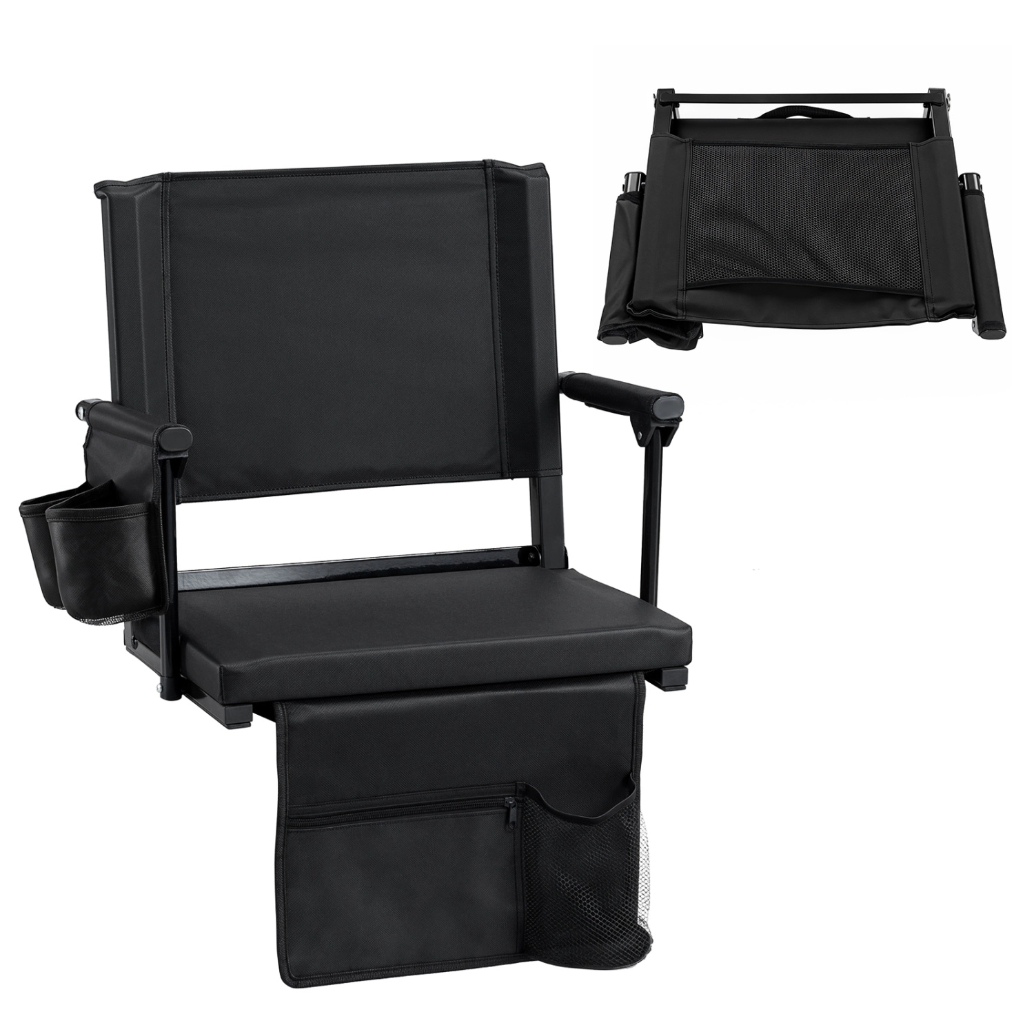 LJG Set of 2 Folding Stadium Seat with Cup Holders and Pockets
