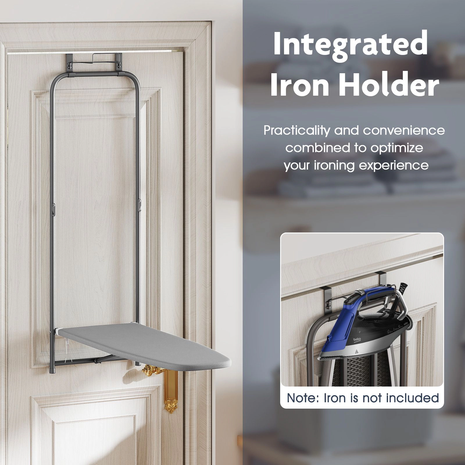 Slickblue Space Saving Foldable Hanging Ironing Board for Home
