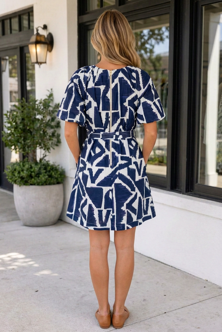Threaded Pear Women's Hayden Tie Waist Shift Dress