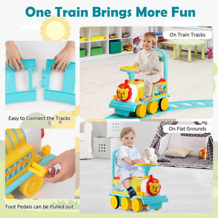 Hivvago 6V Electric Kids Ride On Car Toy Train with 16 Pieces Tracks