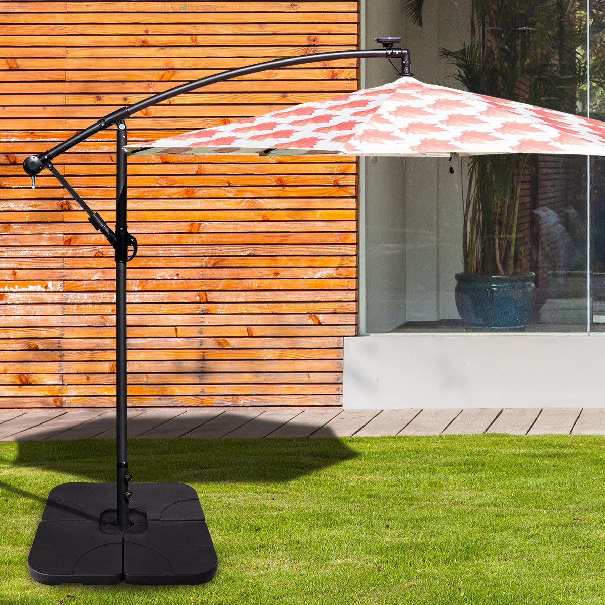 SUGIFT Set of 4 Black Fillable Offset Umbrella Base Weight Plates for Cantilever Umbrella Cross Base