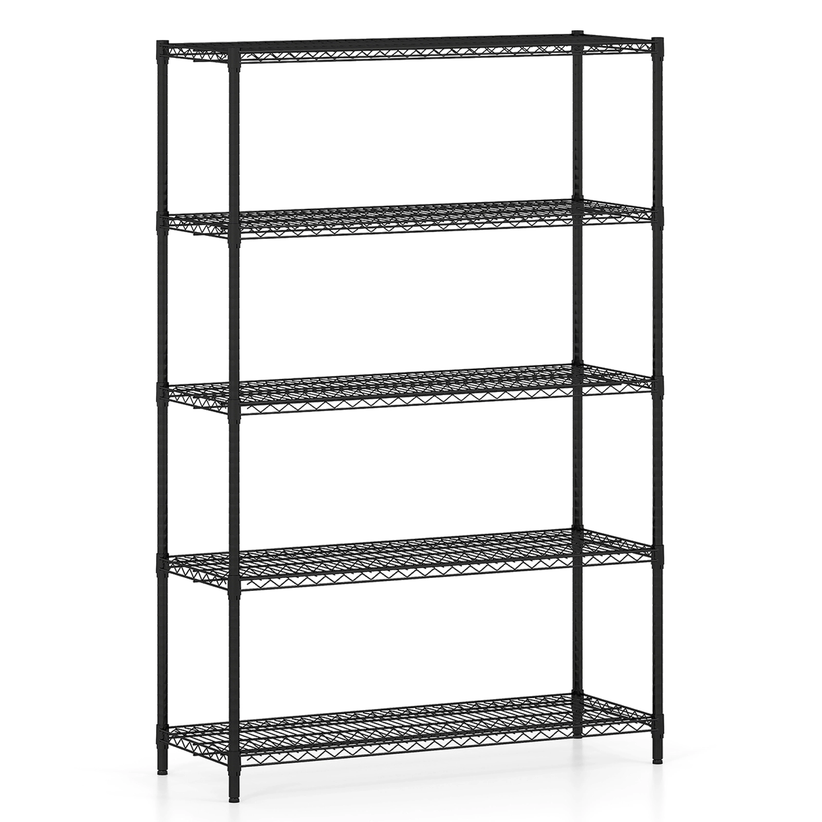 SUGIFT 5-Tier Adjustable Metal Storage Shelving Unit V-Shaped Wire Racks 4000-lb Total Capacity 800-lb Per Shelf Black
