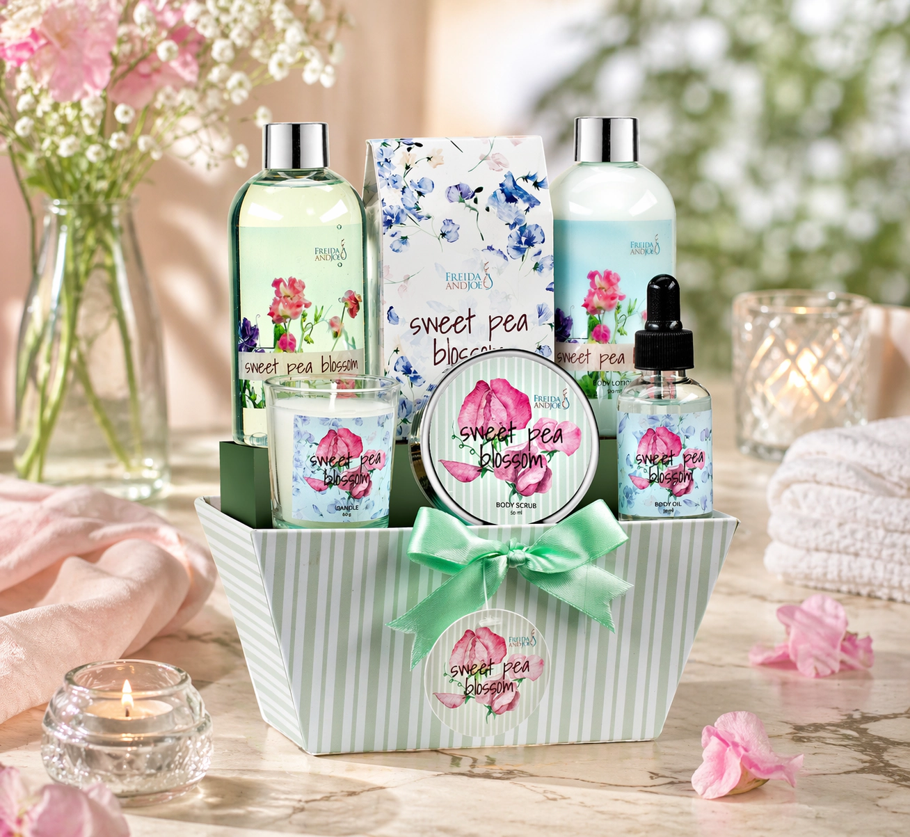 Freida and Joe  Women Mother’s Day Sweet Floral Blossom Spa Gift Basket