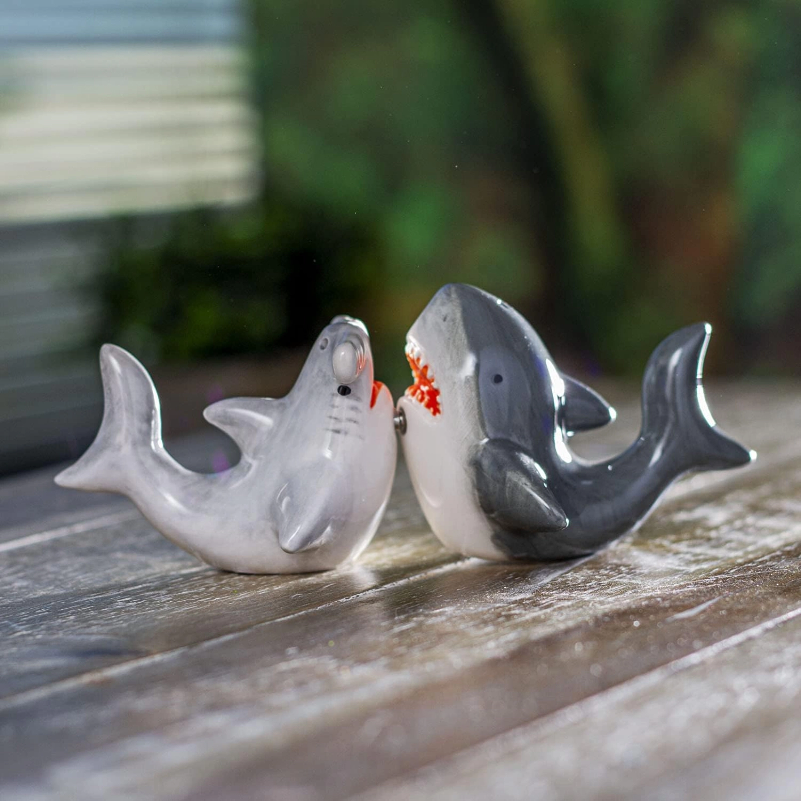 Pacific Giftware Sharks Couple Ceramic Food Salt and Pepper Shakers