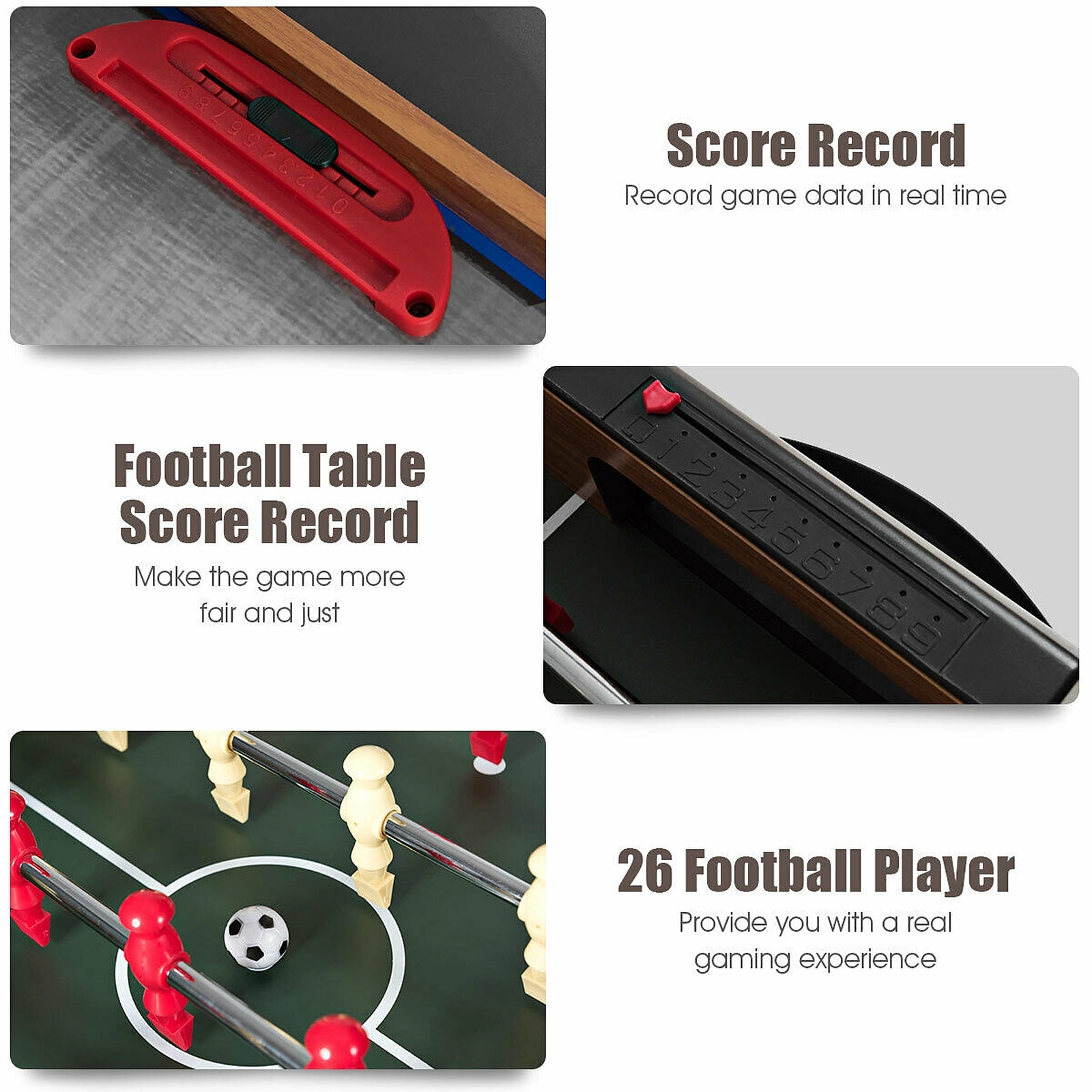 SUGIFT Natural 3-in-1 Combo Game Table with Foosball Pool and Air Hockey 48-in W 23-in D 32.5-in H