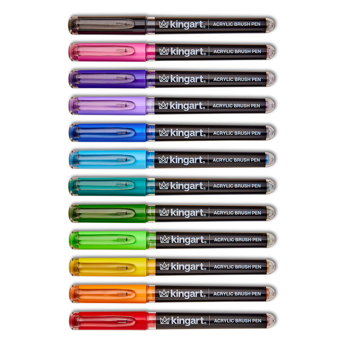 KINGART PRO Acrylic Brush Pens - 12 Vibrant Colors