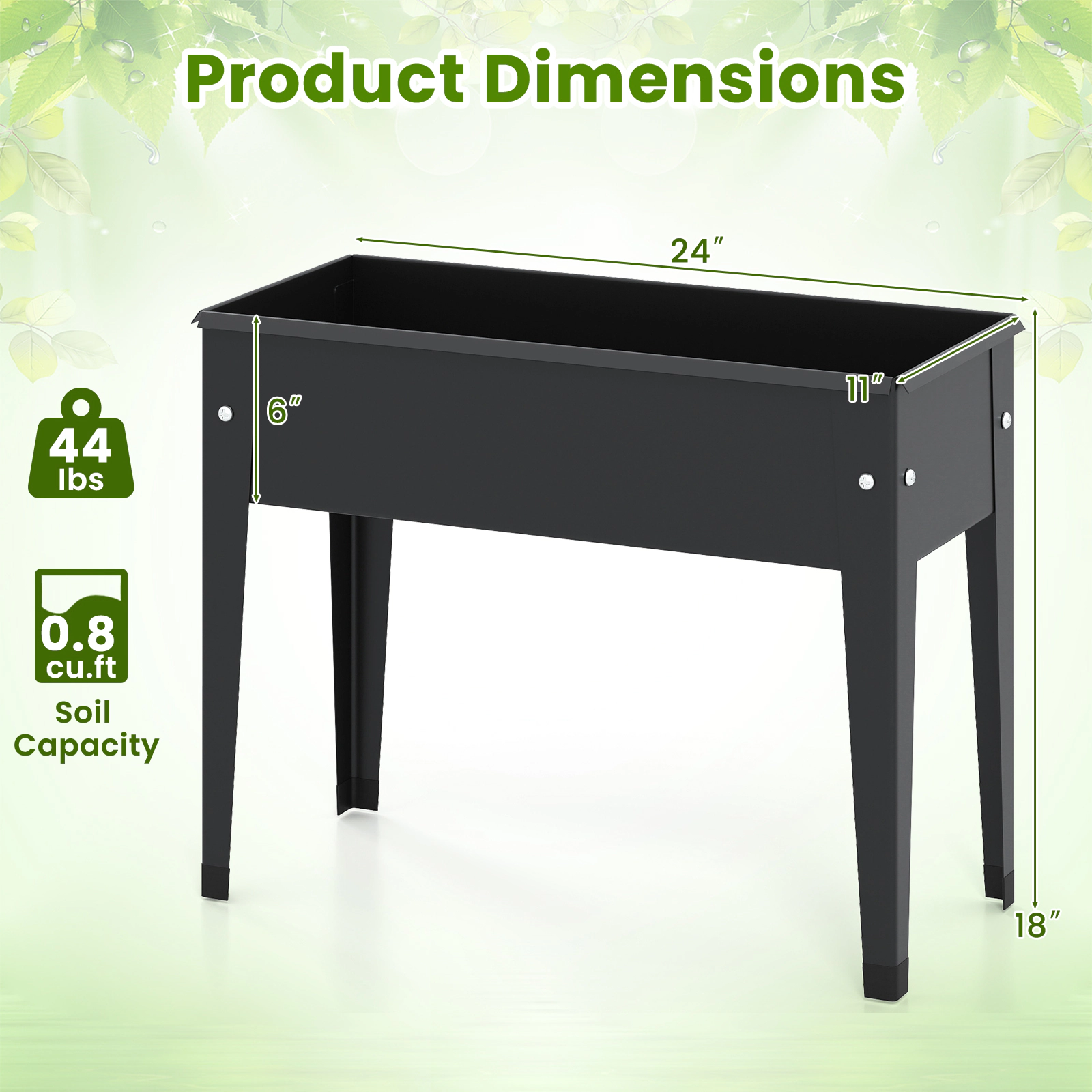 LJG Raised Garden Bed Elevated Metal Gardening Box with Legs