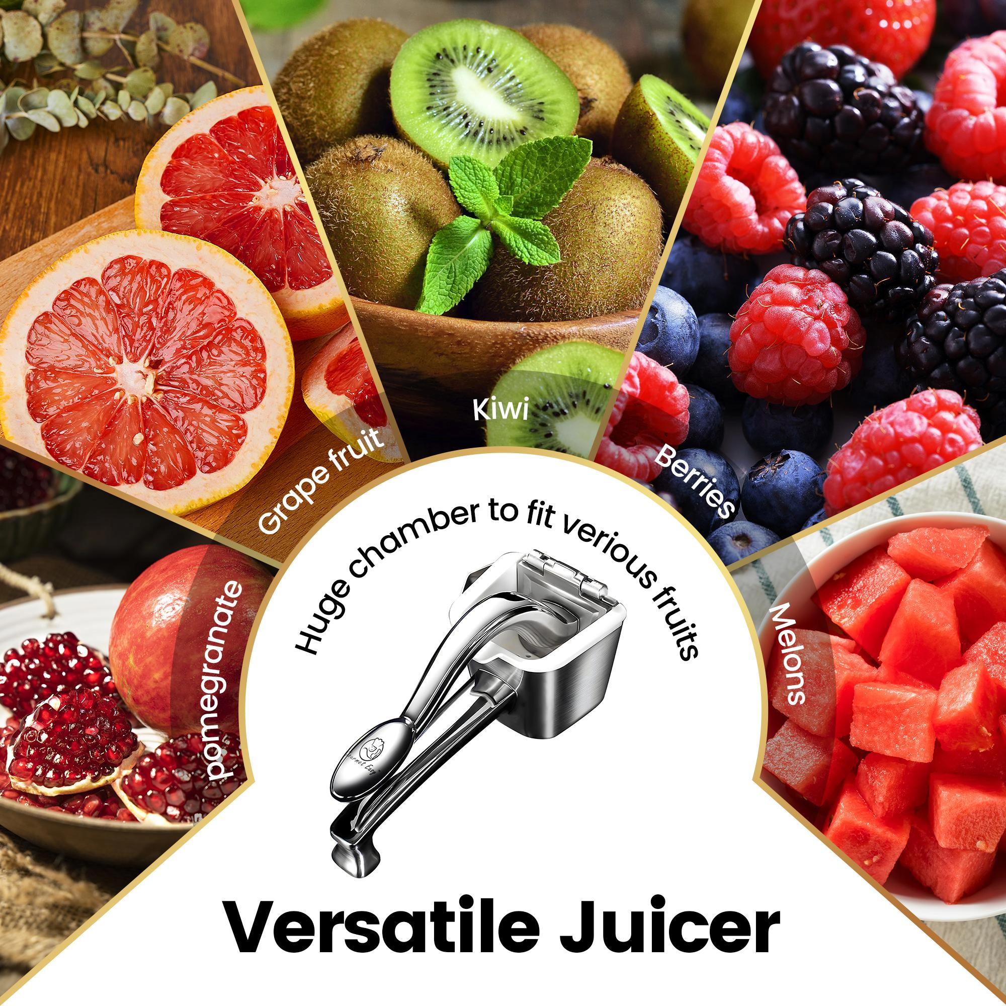 Gourmet Easy Lemon Juicer, Stainless Steel Orange Juicer, Portable Manual Juicer