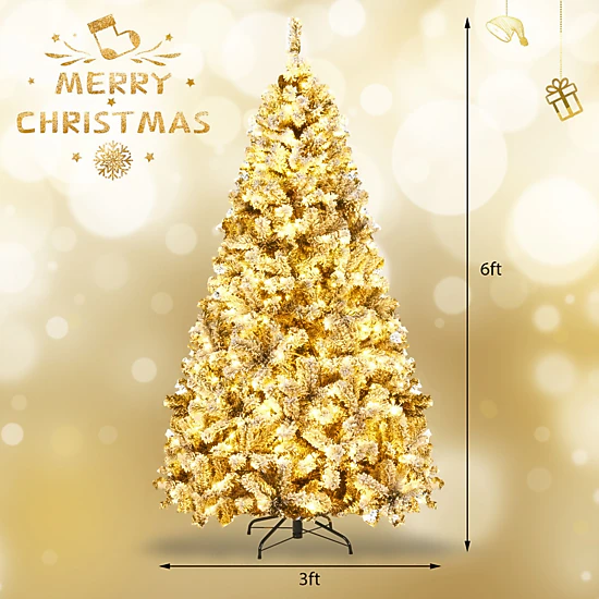 SlickBlue Pre-Lit Artificial Christmas Tree with Hinged Branches
