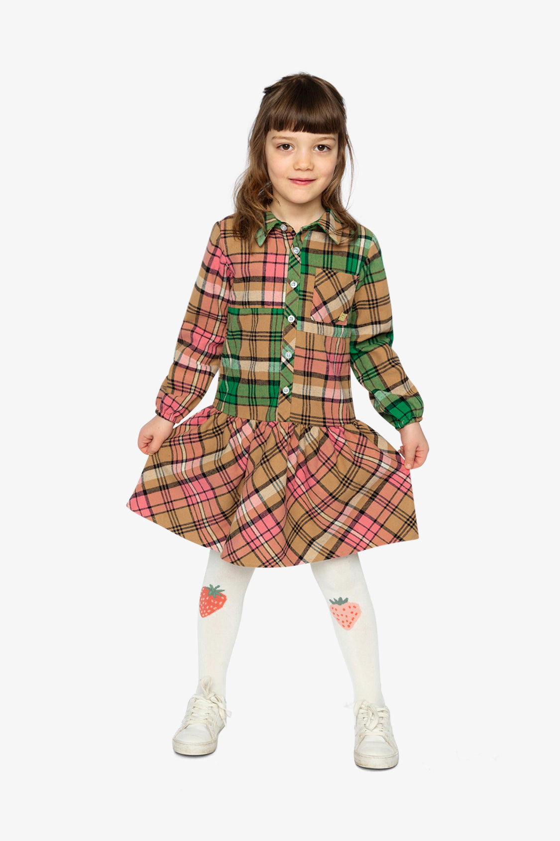 Deux par Girls Button-Front Plaid Shirt Dress