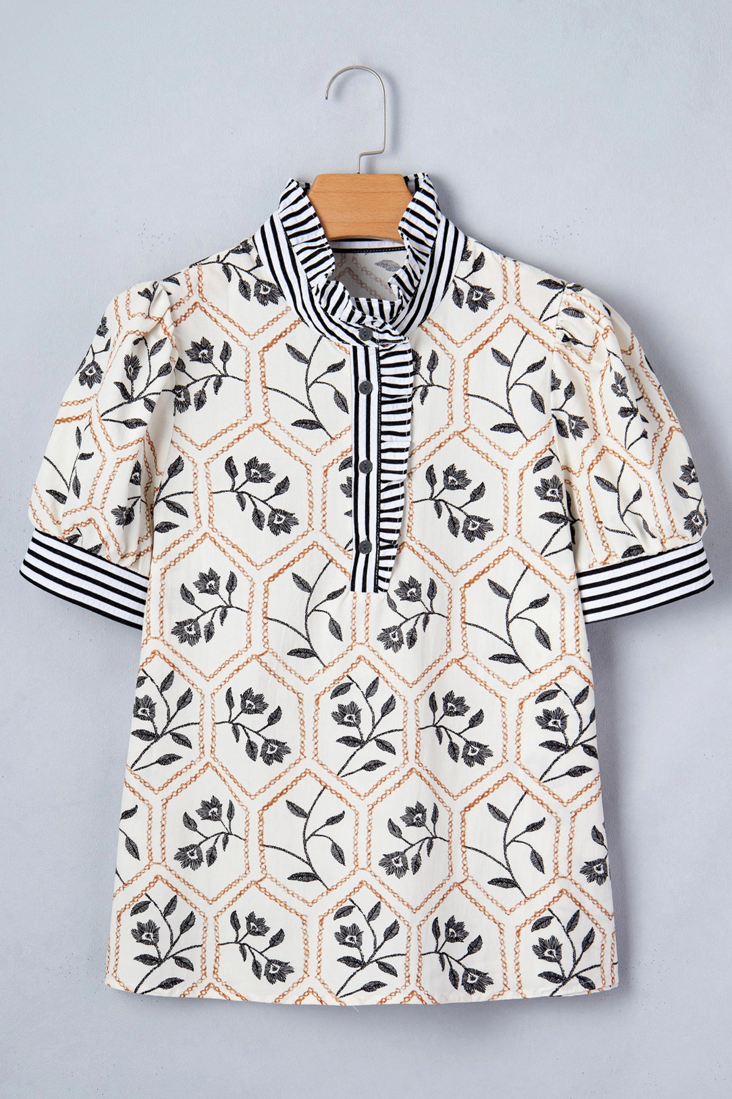 Threaded Pear Women's Hayden Patchwork Short Sleeve Blouse