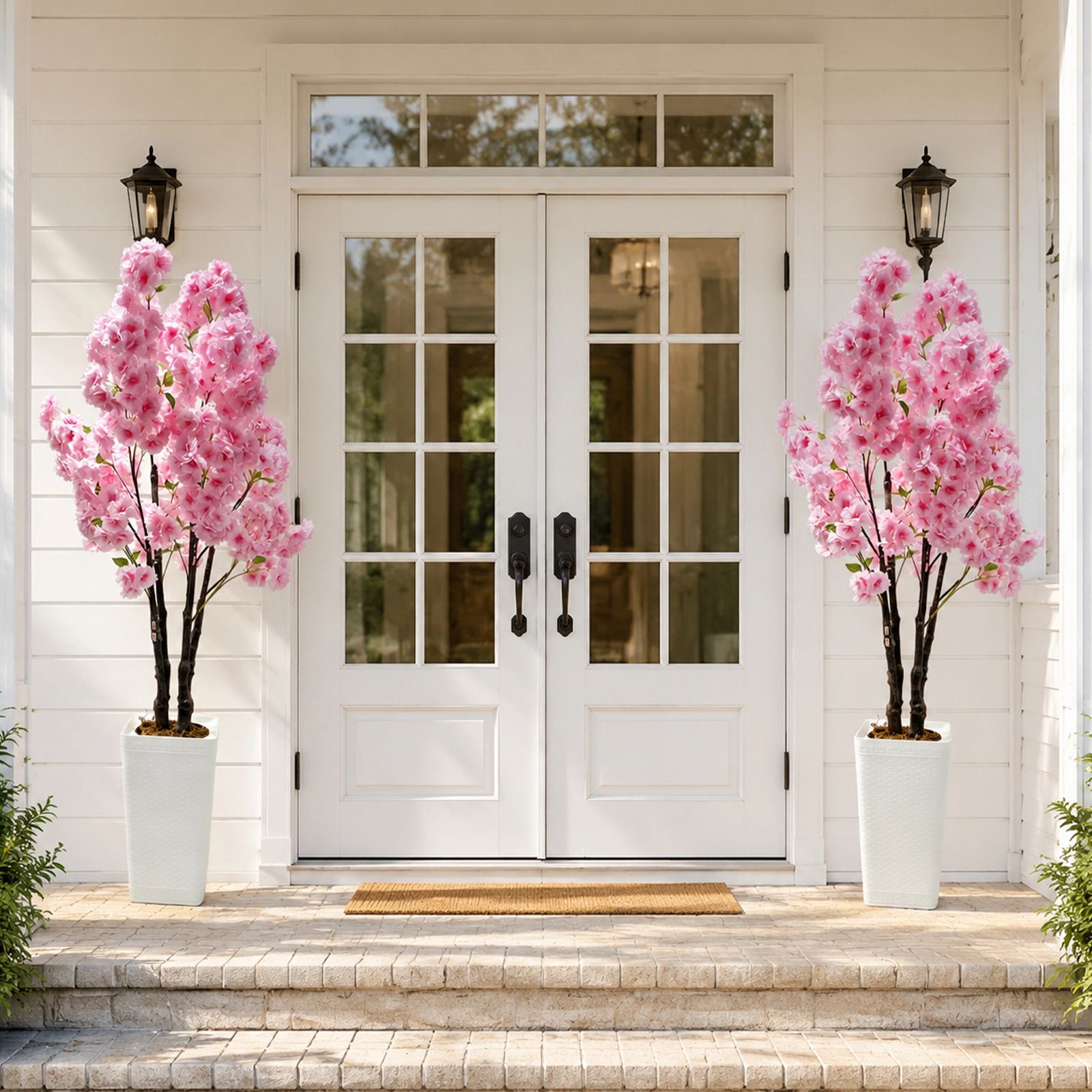 5FT Faux Cherry Blossom Tree – Large Silk Spring Flowering Tree with White Planter, Adjustable Branches, Realistic Dec