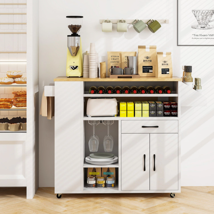 Hivvago Rolling Kitchen Island Cart with Power Outlet for Dining Room