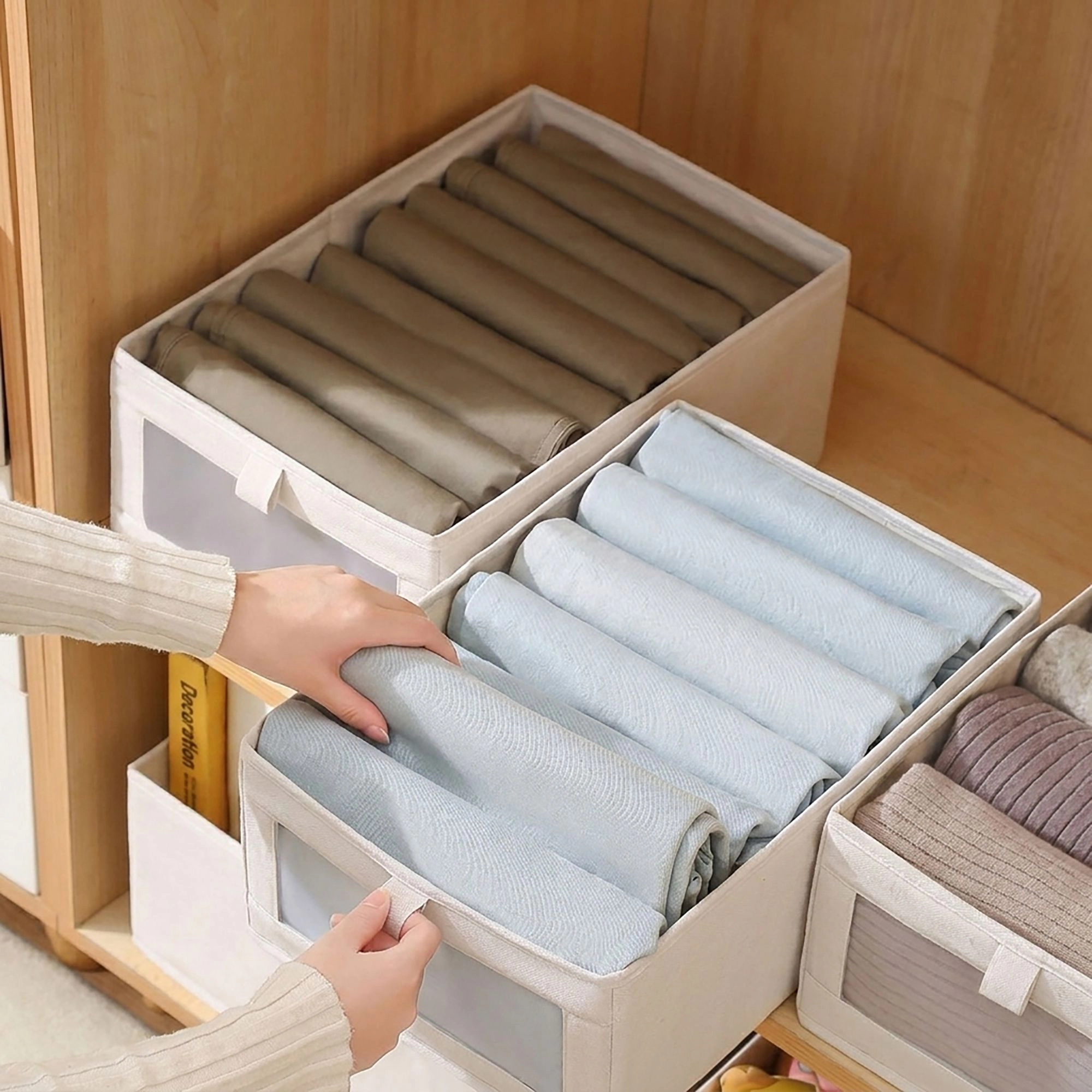Alilang Unisex Foldable Fabric Storage Bin with Clear Window and Open Top