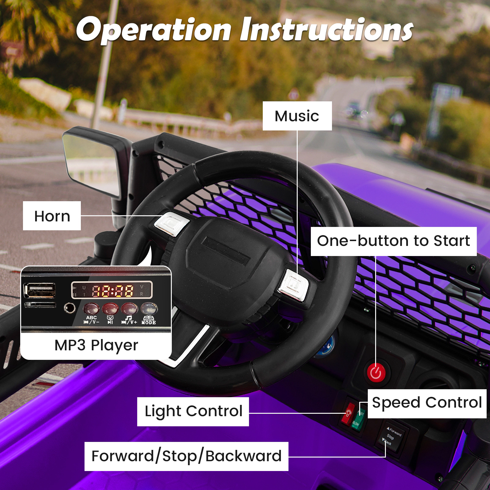 12V Kids Electric Car Spring Suspension Parent Remote and Rotating Mirrors for Ages 3-7 Battery Powered Ride On Truck