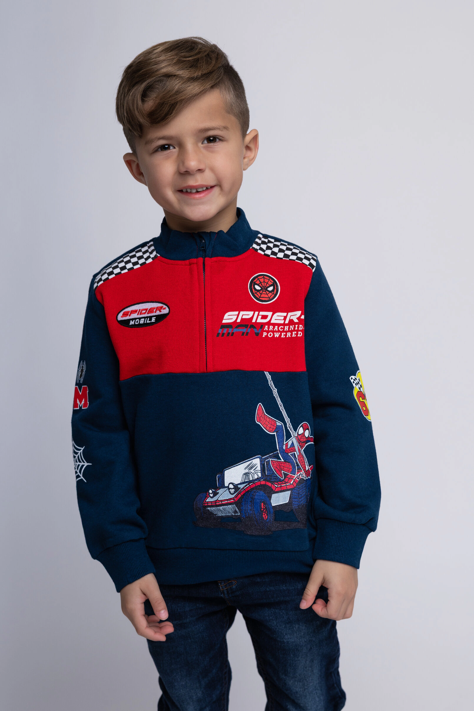 Marvel Spider-Man Boys' Racing Fleece Quarter Zip Sweatshirt