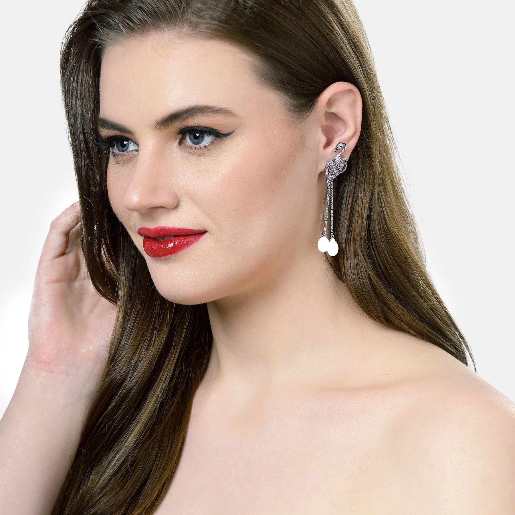 AGP PARIS Womens Cute Swan Drop Earrings