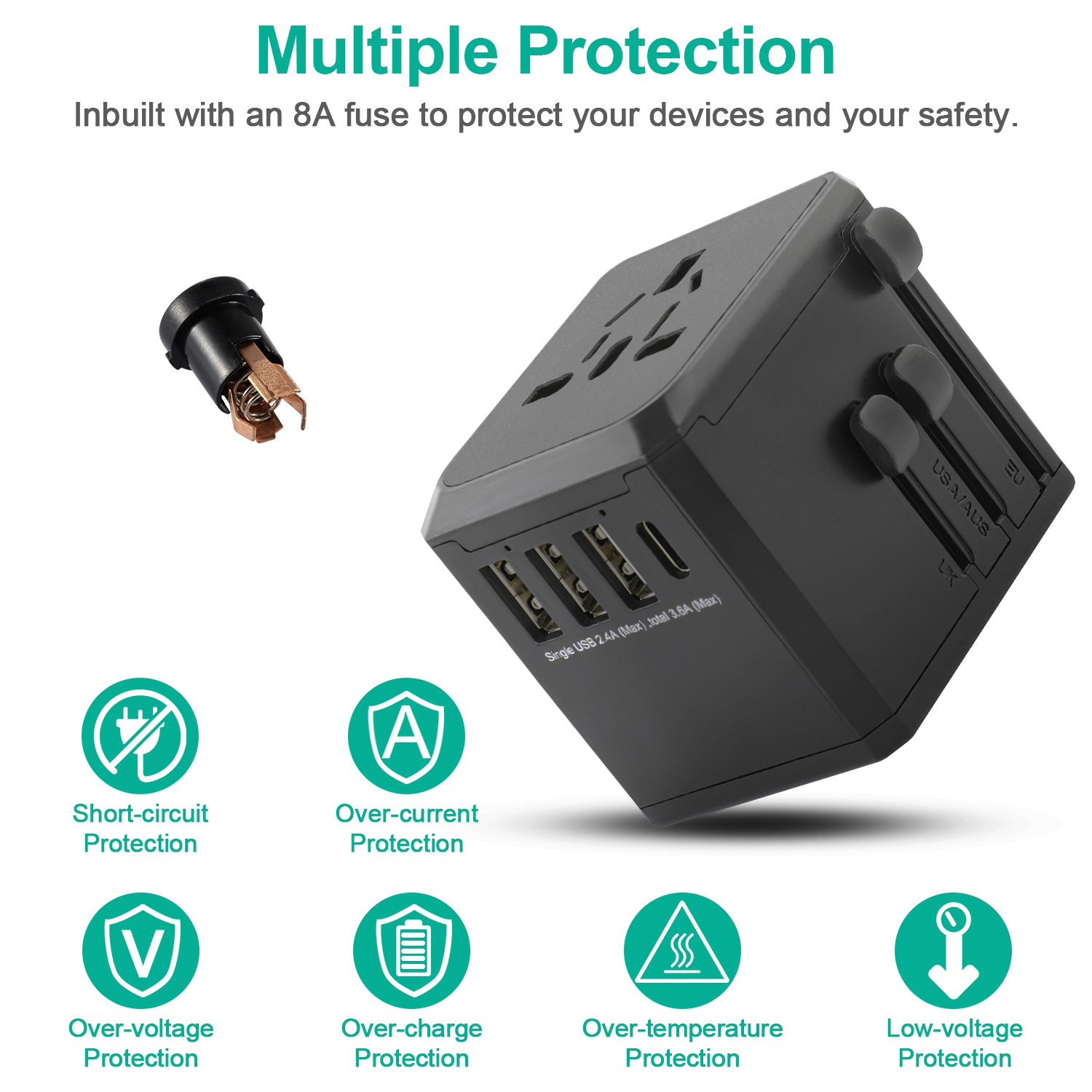 GBruno 4-Port International Travel Power Adapter