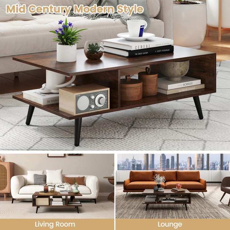 Hivvago Modern Rectangle Accent Table Featuring Two Tiers and Open Storage