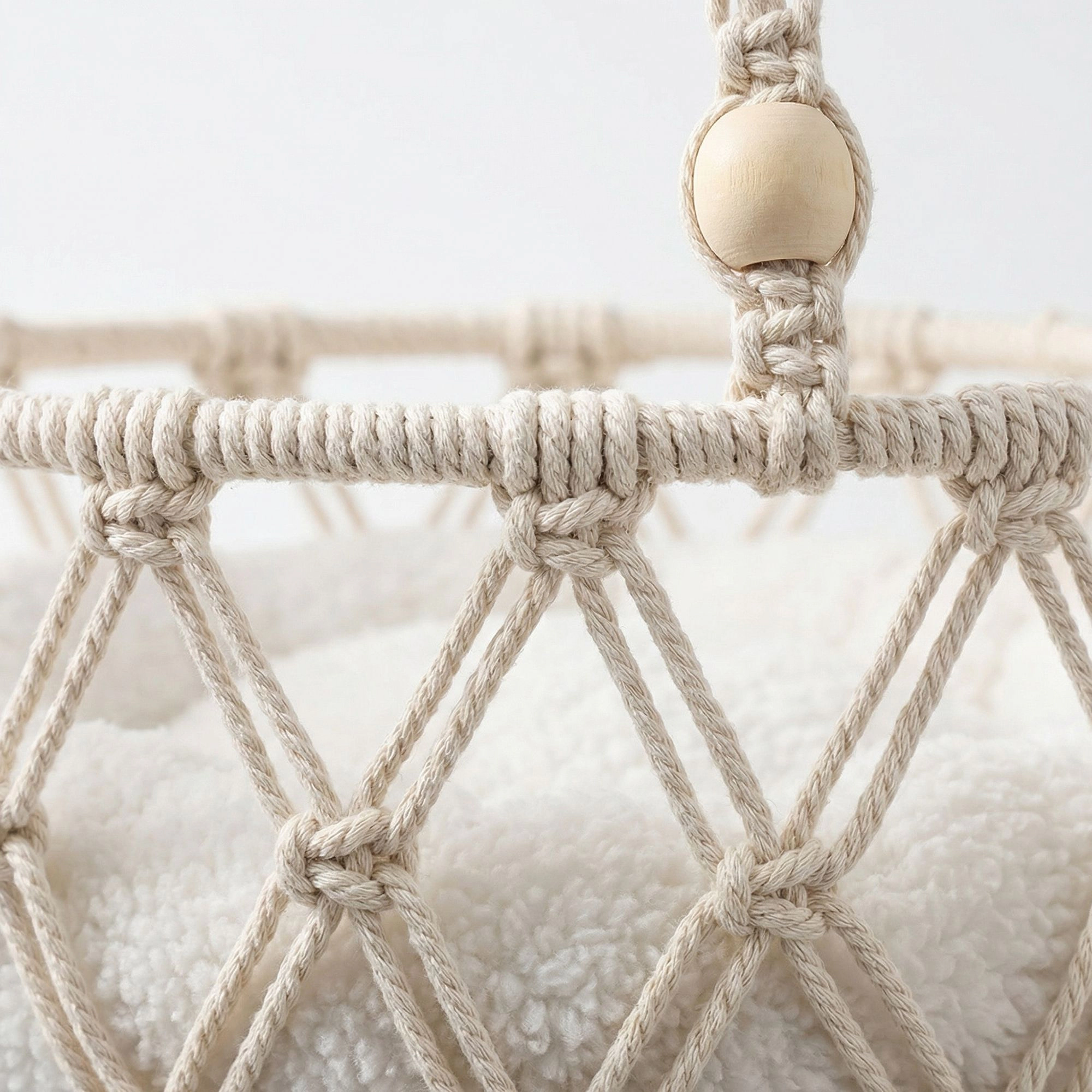 Alilang Unisex Hanging Macrame Style Storage Basket Round Organizer with Tassel for Bedroom Living Room Bathroom
