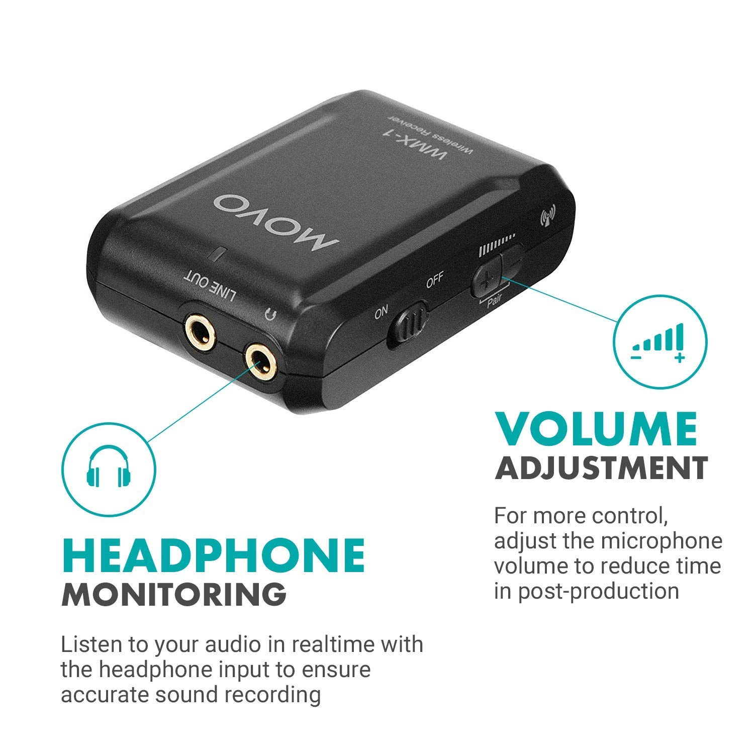 Movo WMX-1-DUO 2.4GHz Dual Wireless Lavalier Microphone System Compatible with Cameras and Smartphones