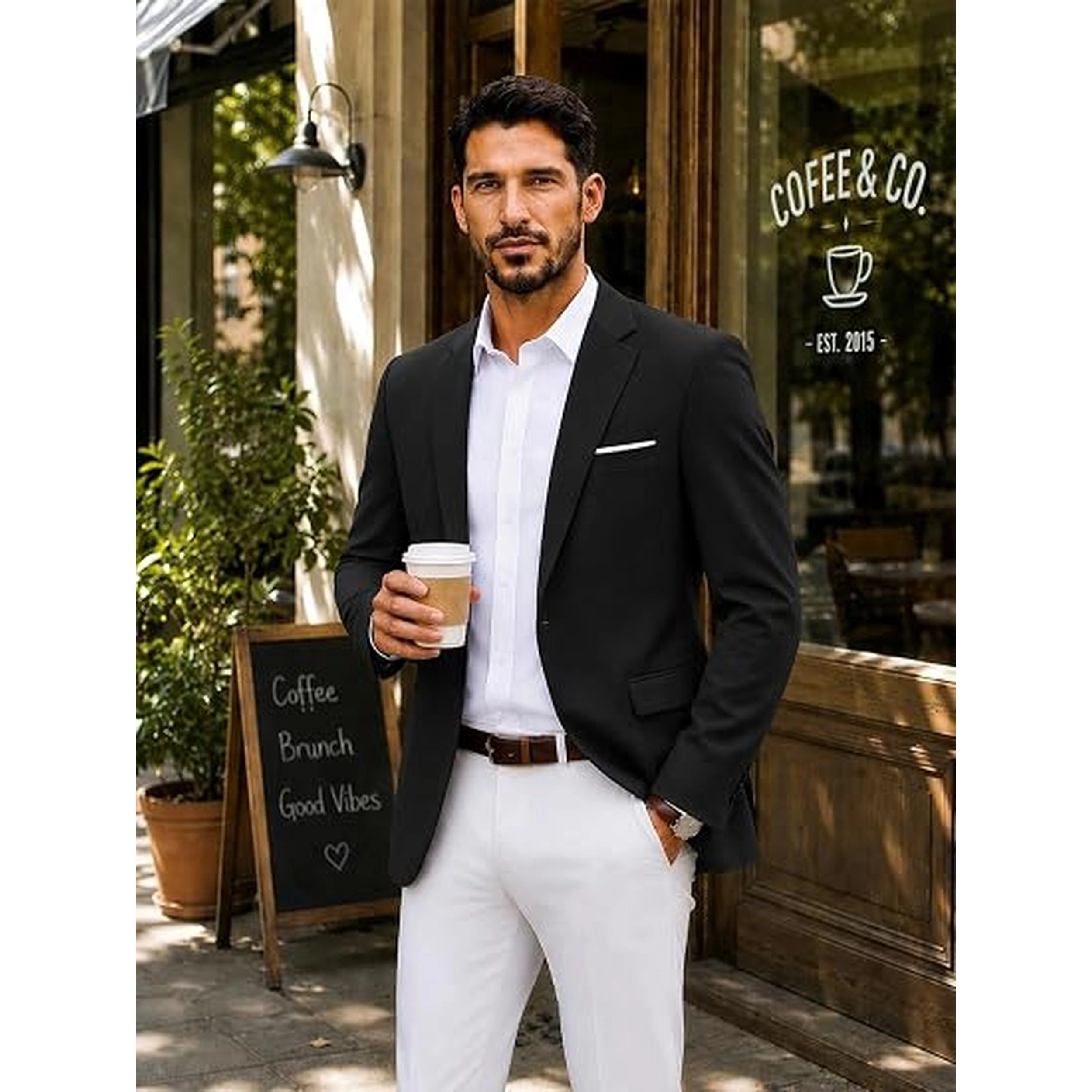 COOFANDY Mens Dressy Long Sleeve Blazer Notched Lapel One Button Slim Sport Coat
