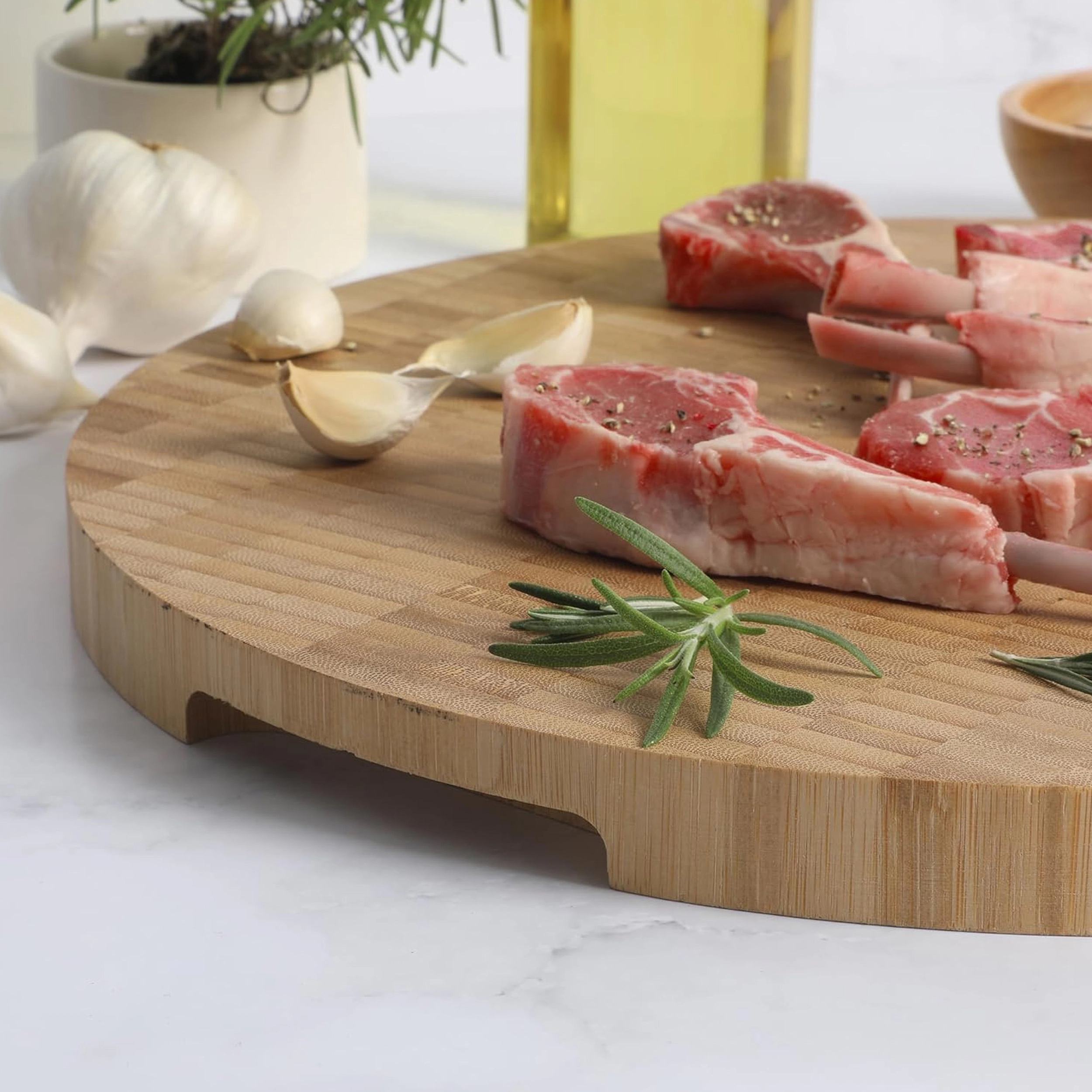 Oster Capeheart 14 Inch Round End-Grain Bamboo Cutting Board