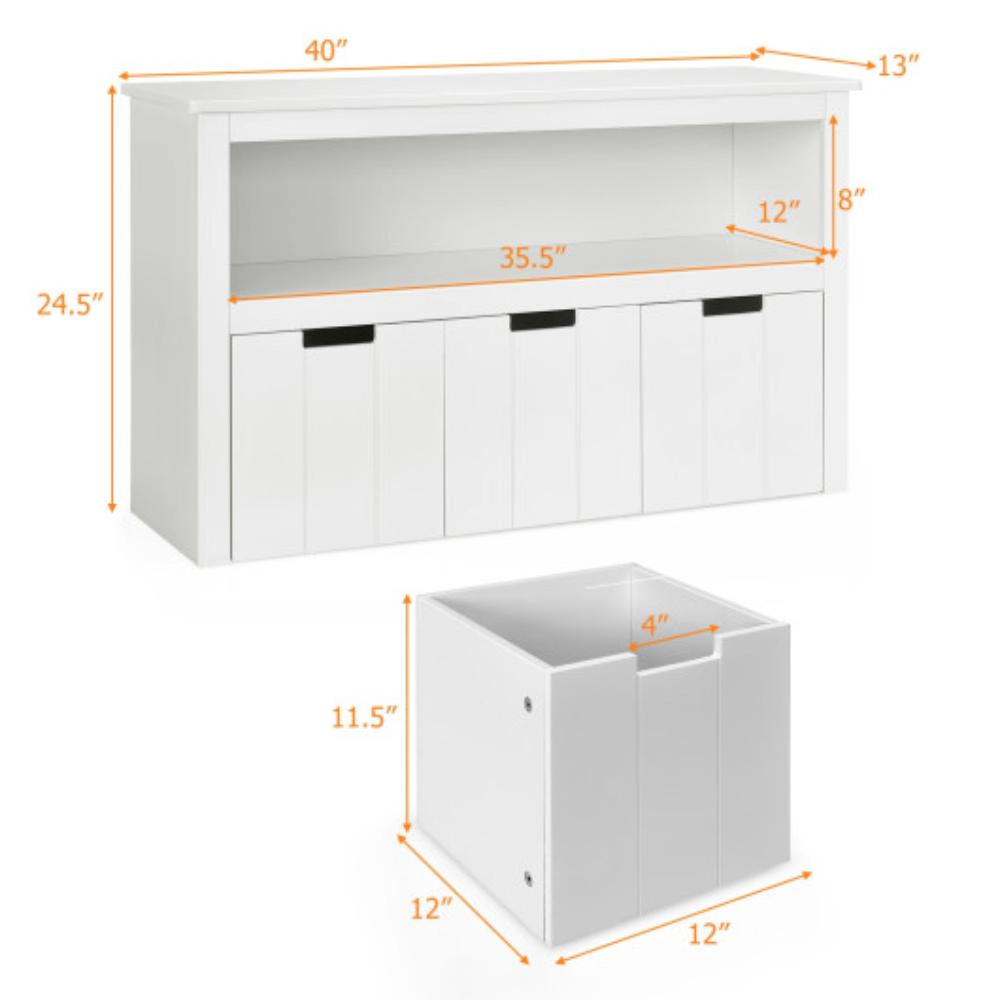 Hivvago Kid Toy Storage Cabinet 3 Drawer Chest with Wheels Large Storage Cube Shelf