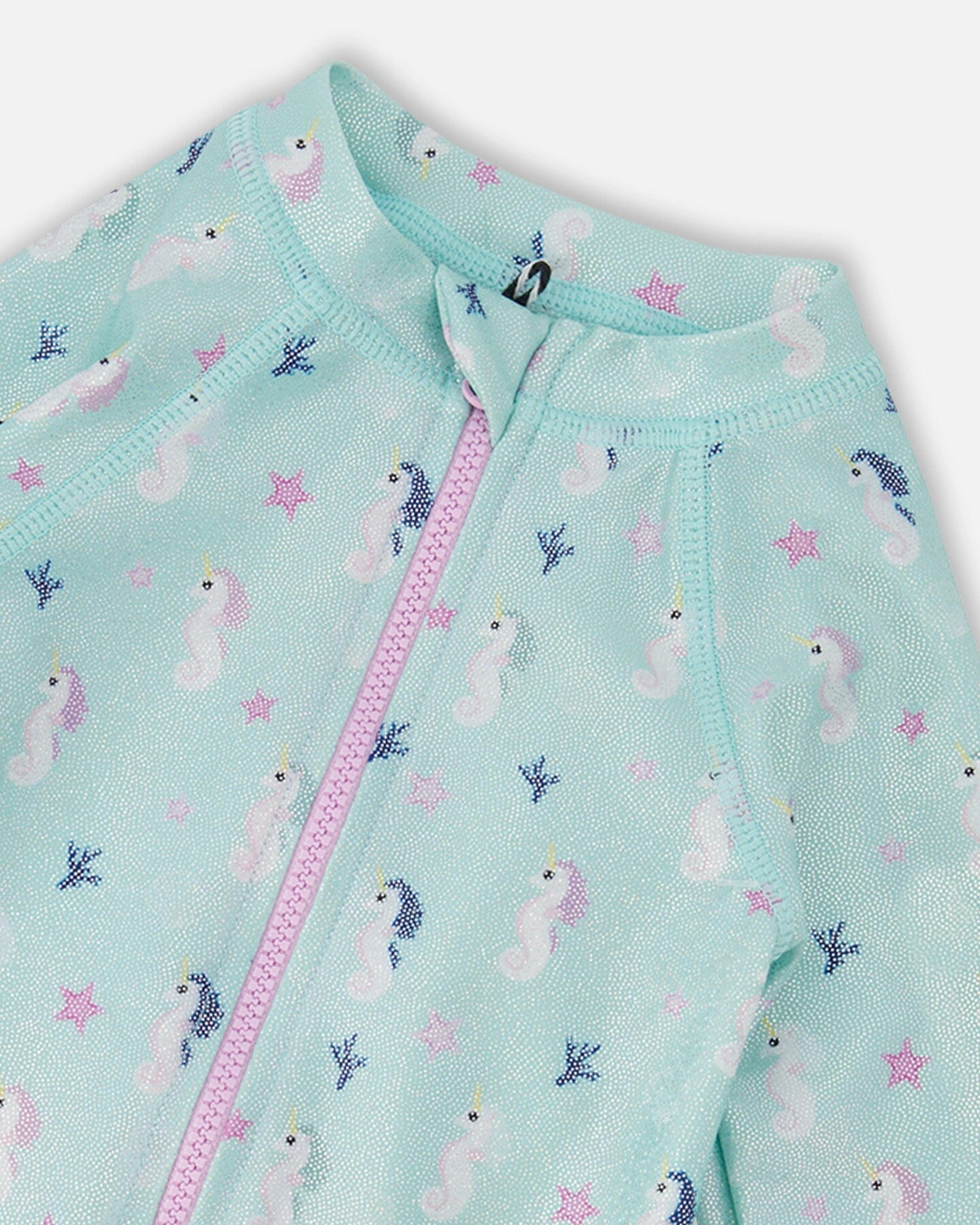 Deux par Girls Toddler One-Piece Long Sleeve Rashguard Seahorse Print